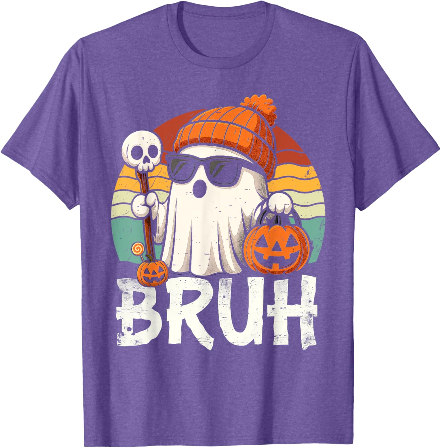 Cute Bruh Ghost Trick or Treat Kids T-Shirt for Halloween Fun - 2