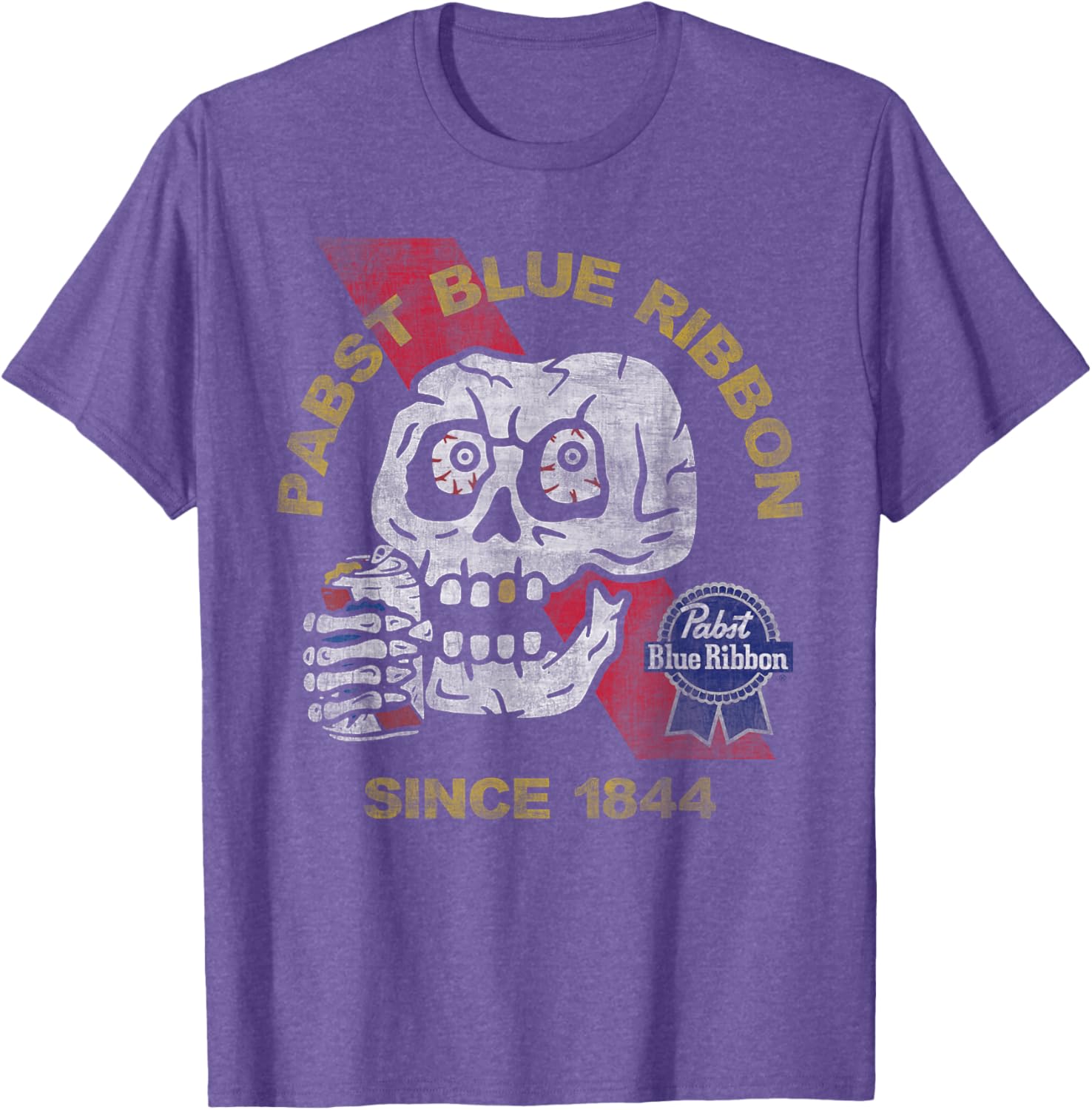 Weathered Pabst Beer Skull T-Shirt Vintage Style Since 1844 - 4