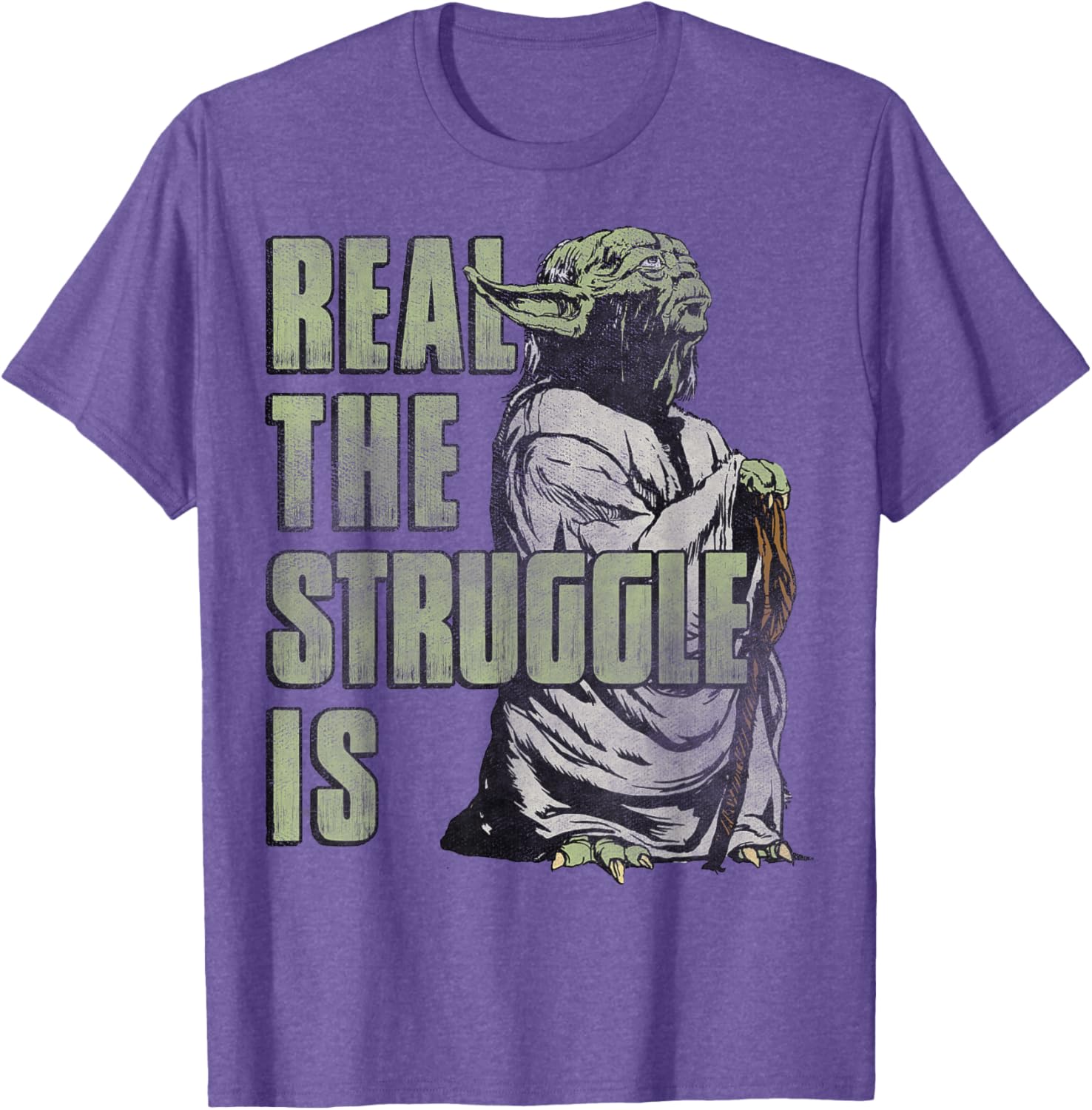 Star Wars Yoda Graphic T-Shirt The Struggle Is Real Fun Apparel - 7