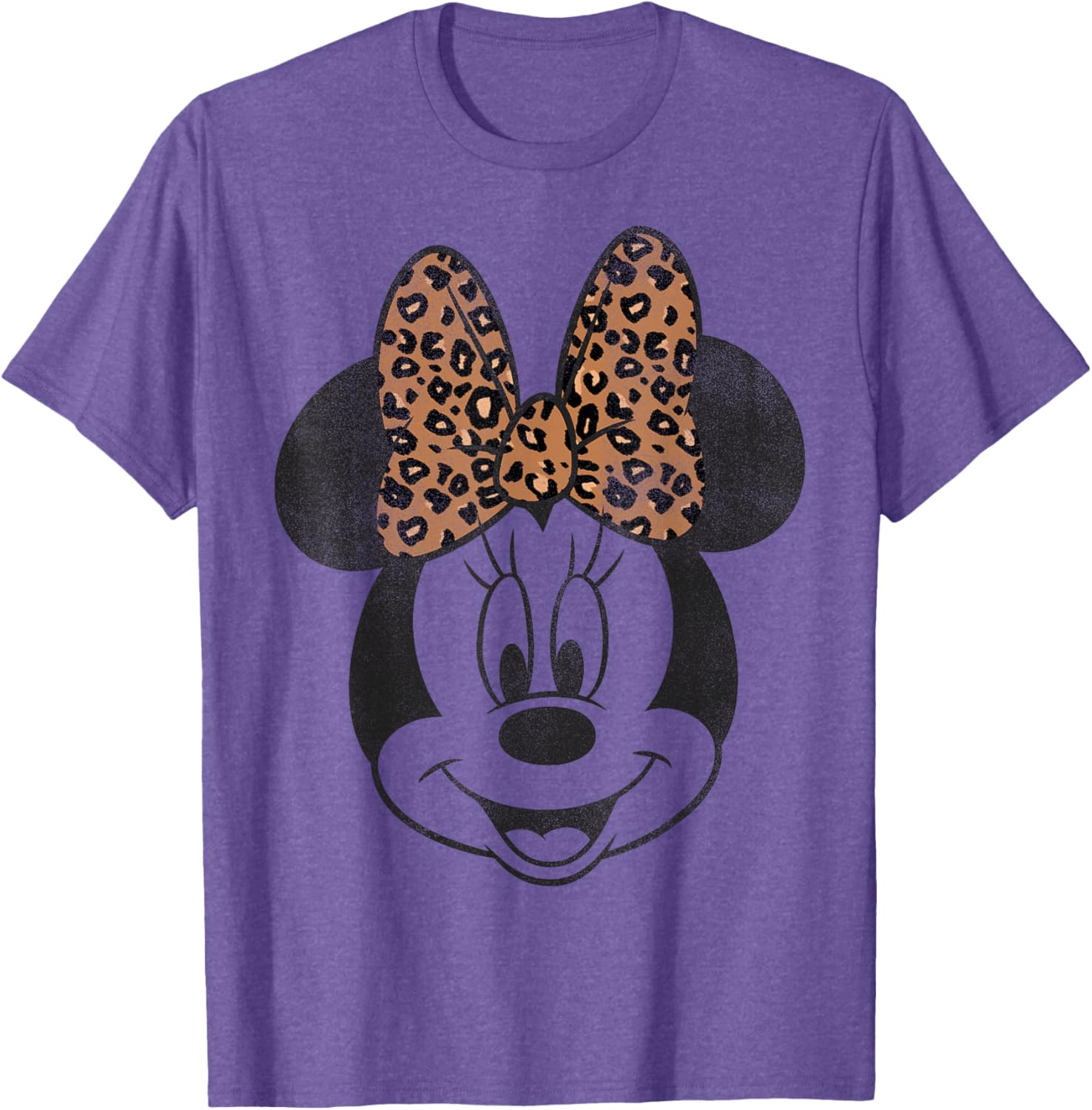 Vintage Disney Minnie Mouse Distressed Leopard Bow T-Shirt for Women - 7