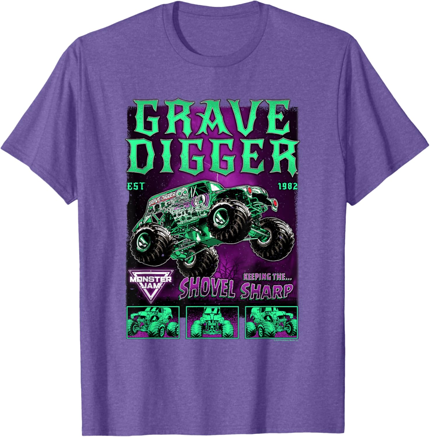 Monster Jam Grave Digger Green and Purple T-Shirt for Fans and Collectors - 5