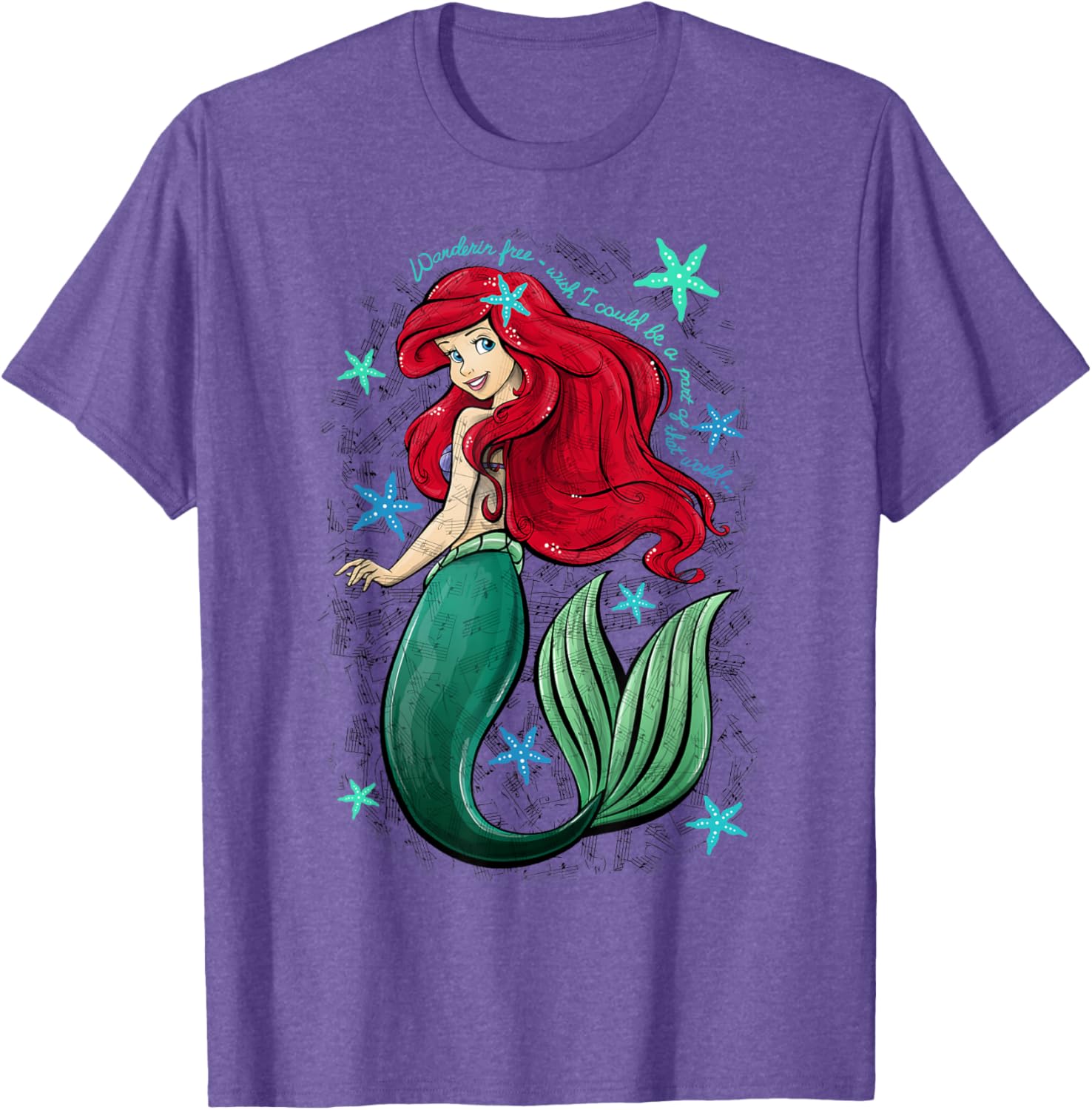Disney Little Mermaid Ariel Music Notes T-Shirt for Fans of Disney Magic - 6