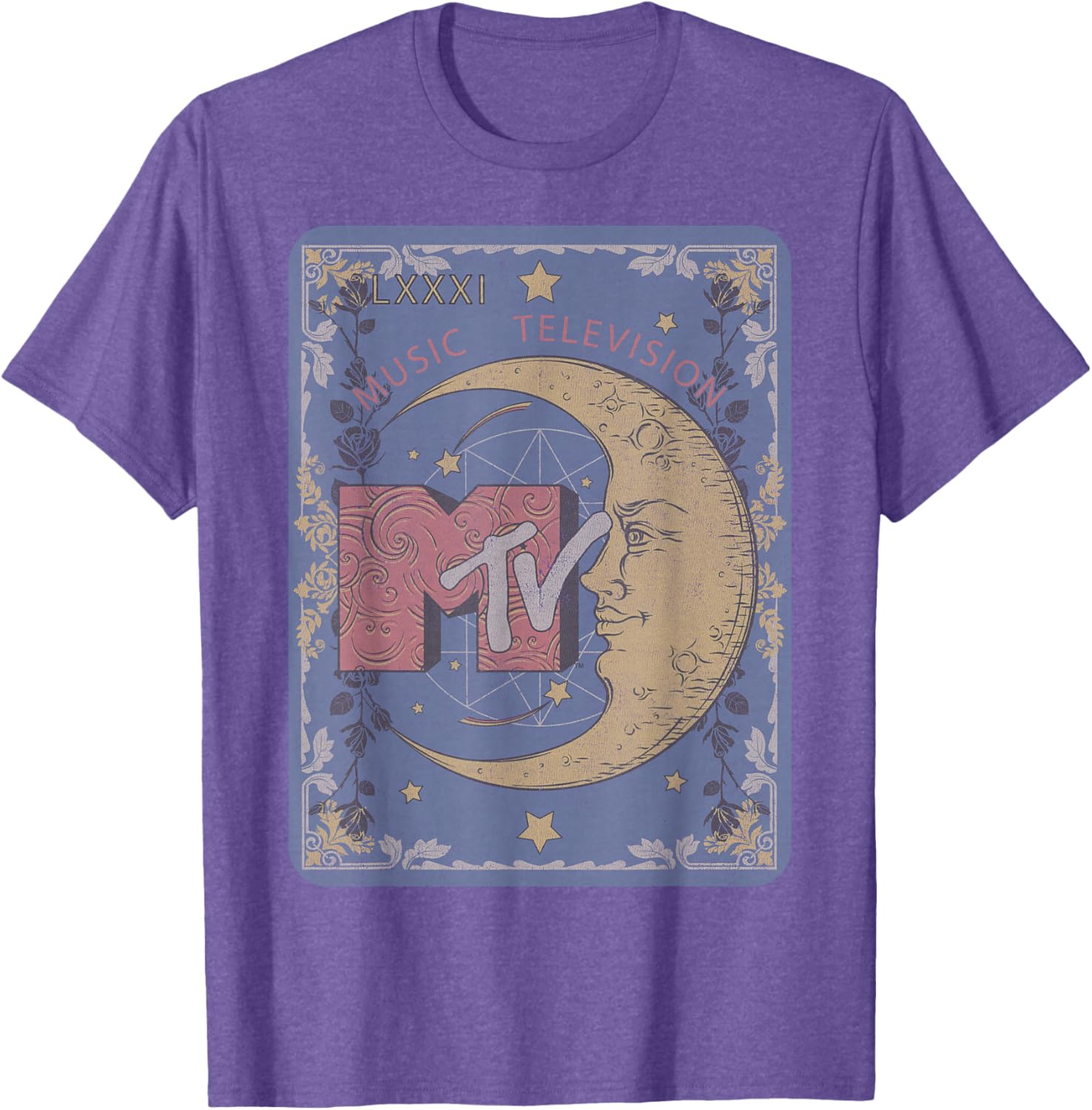 MTV Music Television Tarot Card T-Shirt with Crescent Moon Design - 7
