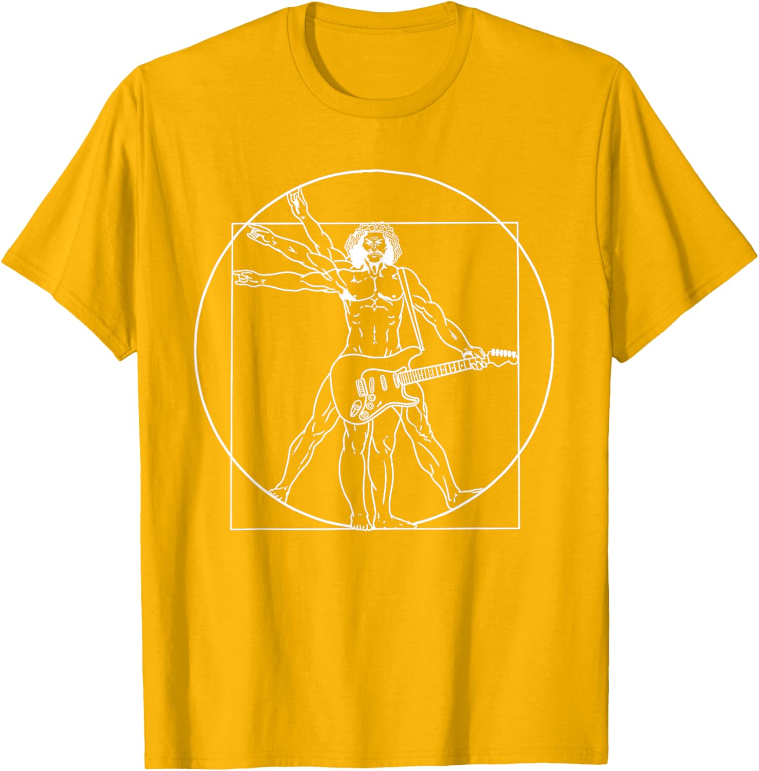 Guitar Da Vinci Vitruvian Man Musician T-Shirt for Guitar Lovers - 5