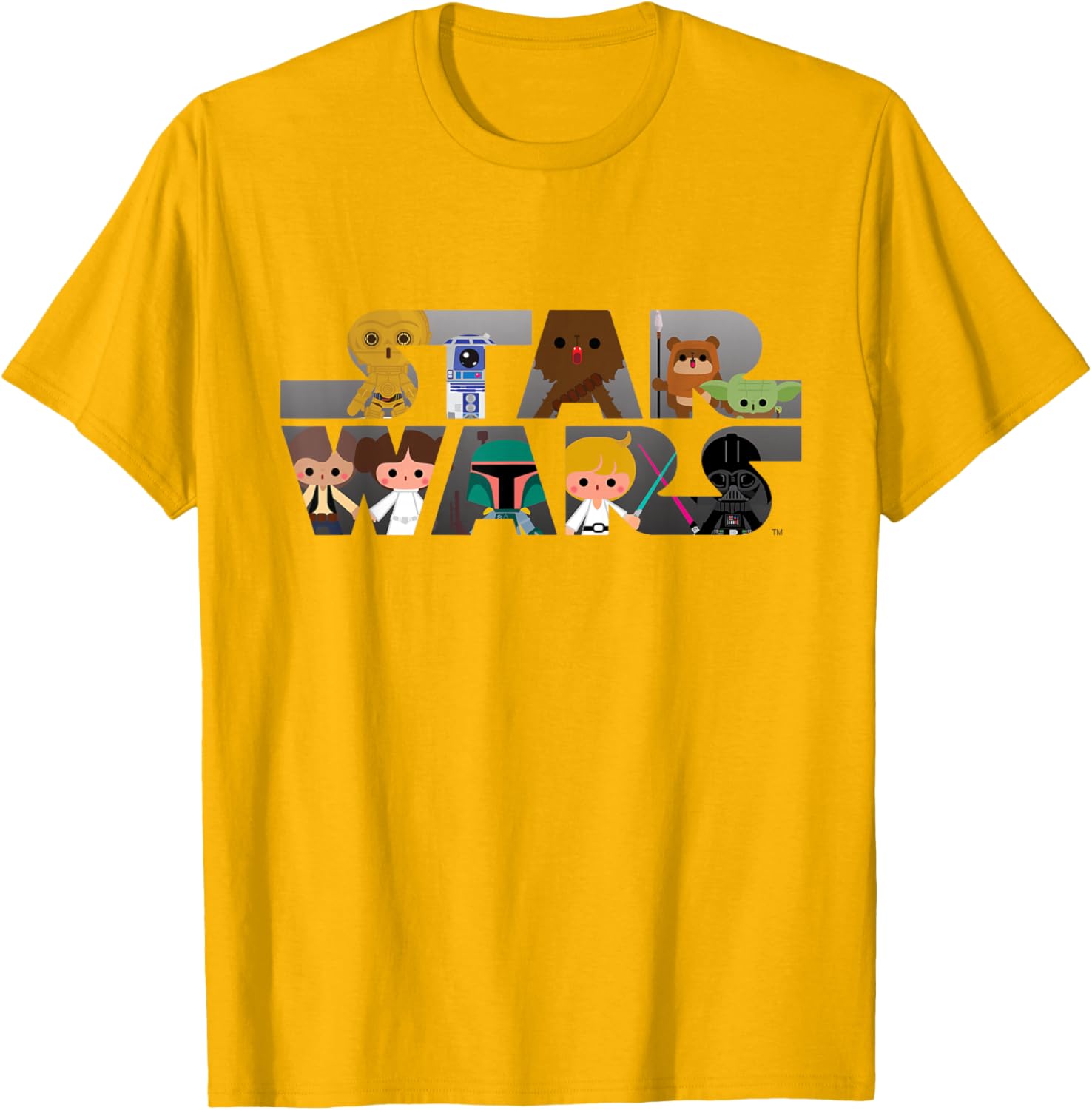 Kawaii Star Wars Multi-Character T-Shirt for Fans of All Ages - 13
