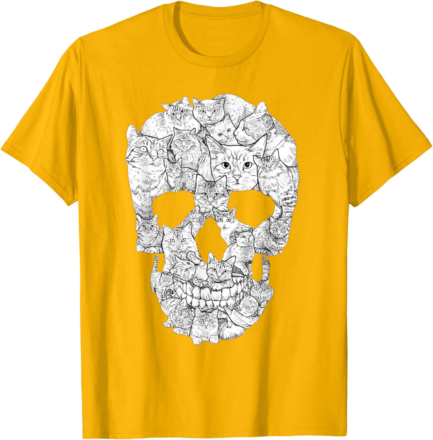Cat Skull T-Shirt for Halloween - Fun Kitty Skeleton Tee for All Ages - 11