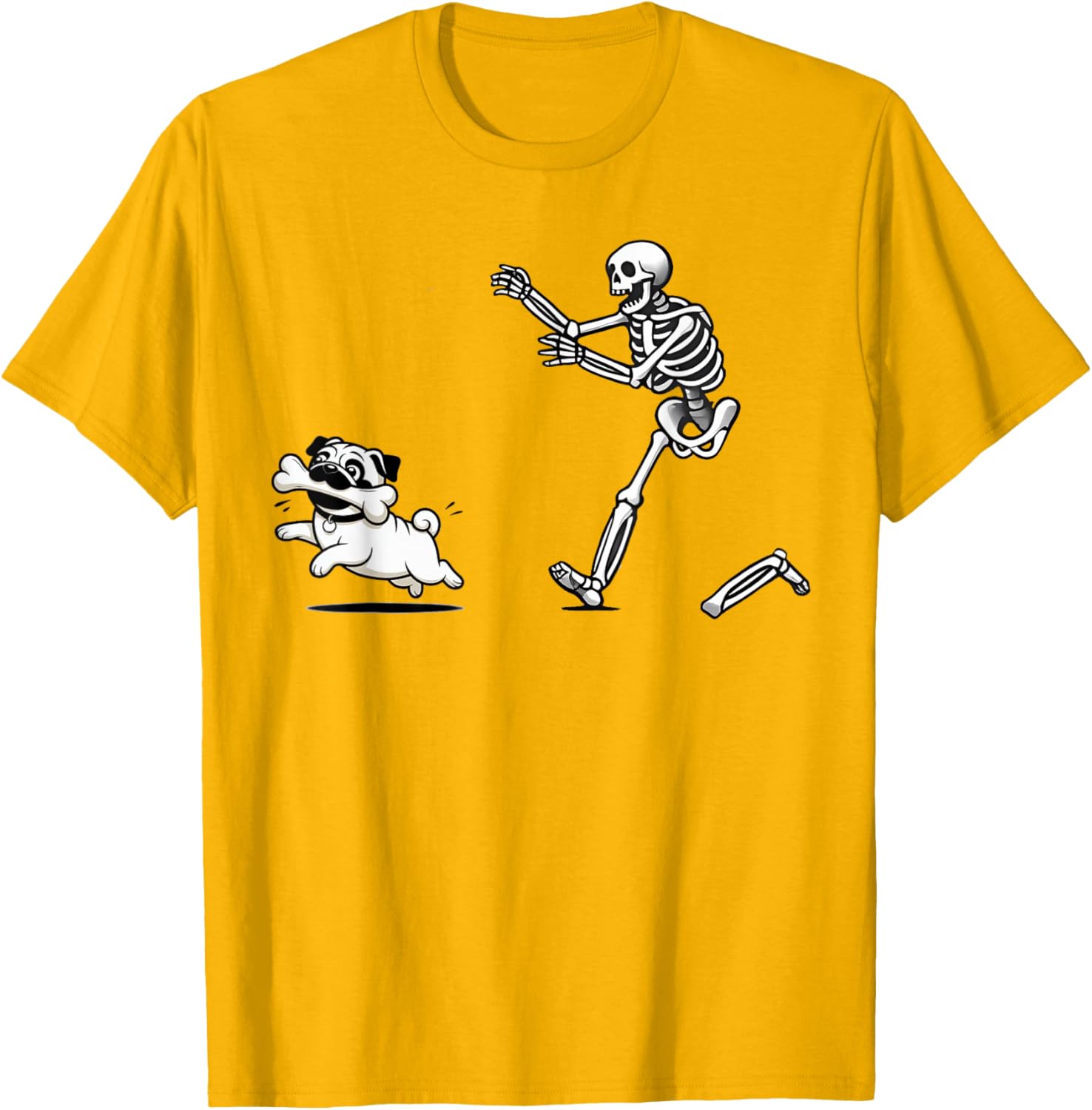 Funny Pug Stealing Bone from Skeleton T-Shirt for Dog Lovers - 25