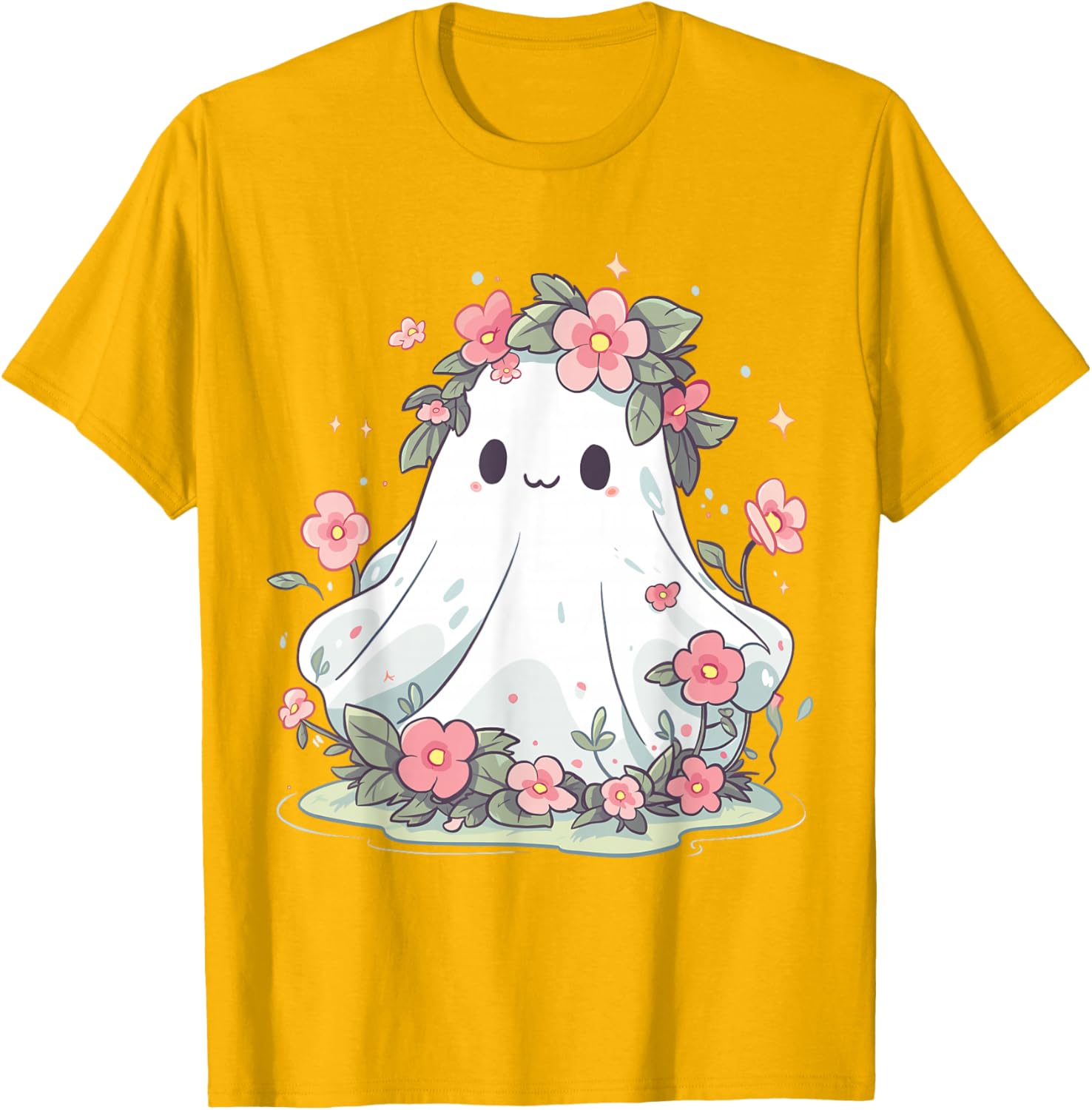 Floral Ghost Halloween Shirt for Girls and Women – Fun Costume T-Shirt - 2