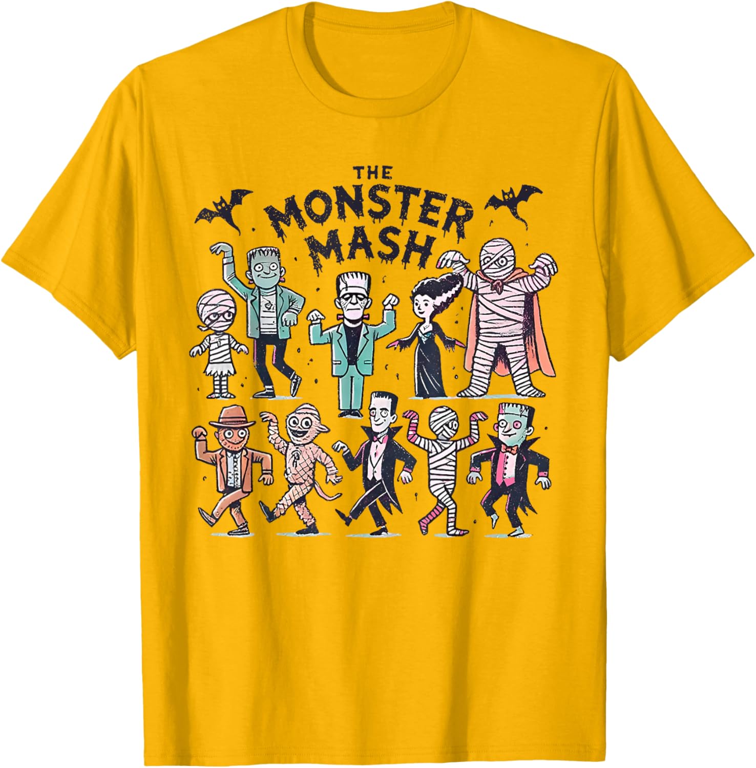 Monster Mash Halloween T-Shirt with Mummy Witch and Vampire Design - 5