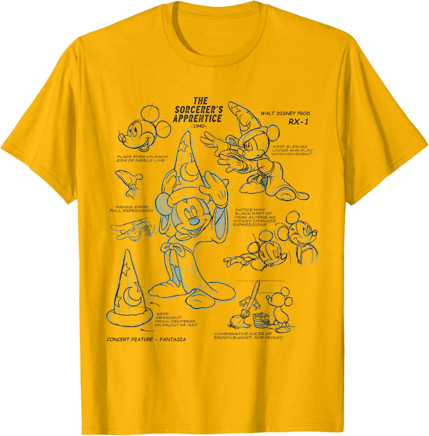 Disney Sorcerer Mickey Mouse 1940 Ink and Paint T-Shirt for Fans - 2