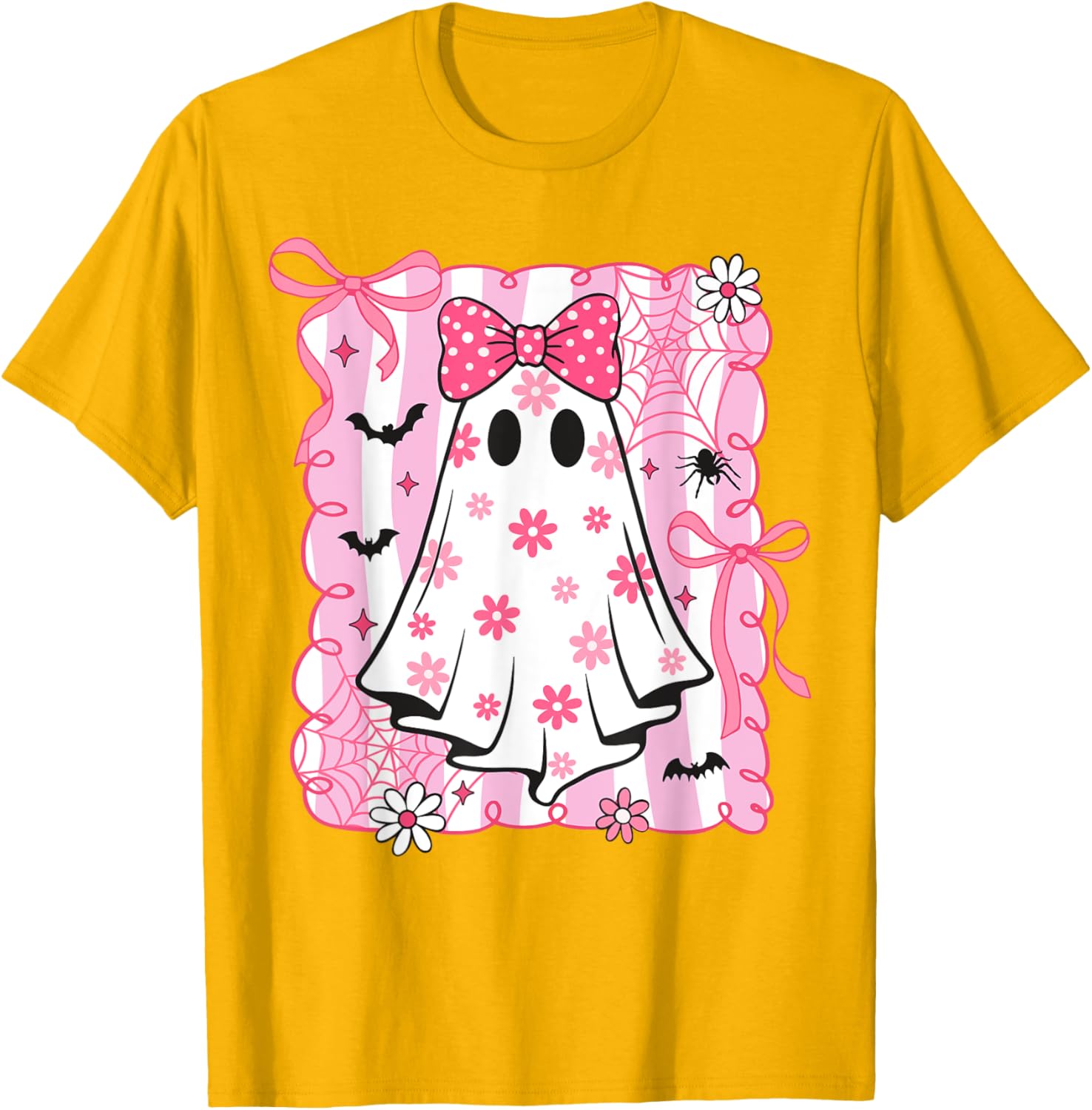 Spooky Vibes Pink Ghost T-Shirt for Women and Kids - Perfect Halloween Style - 17