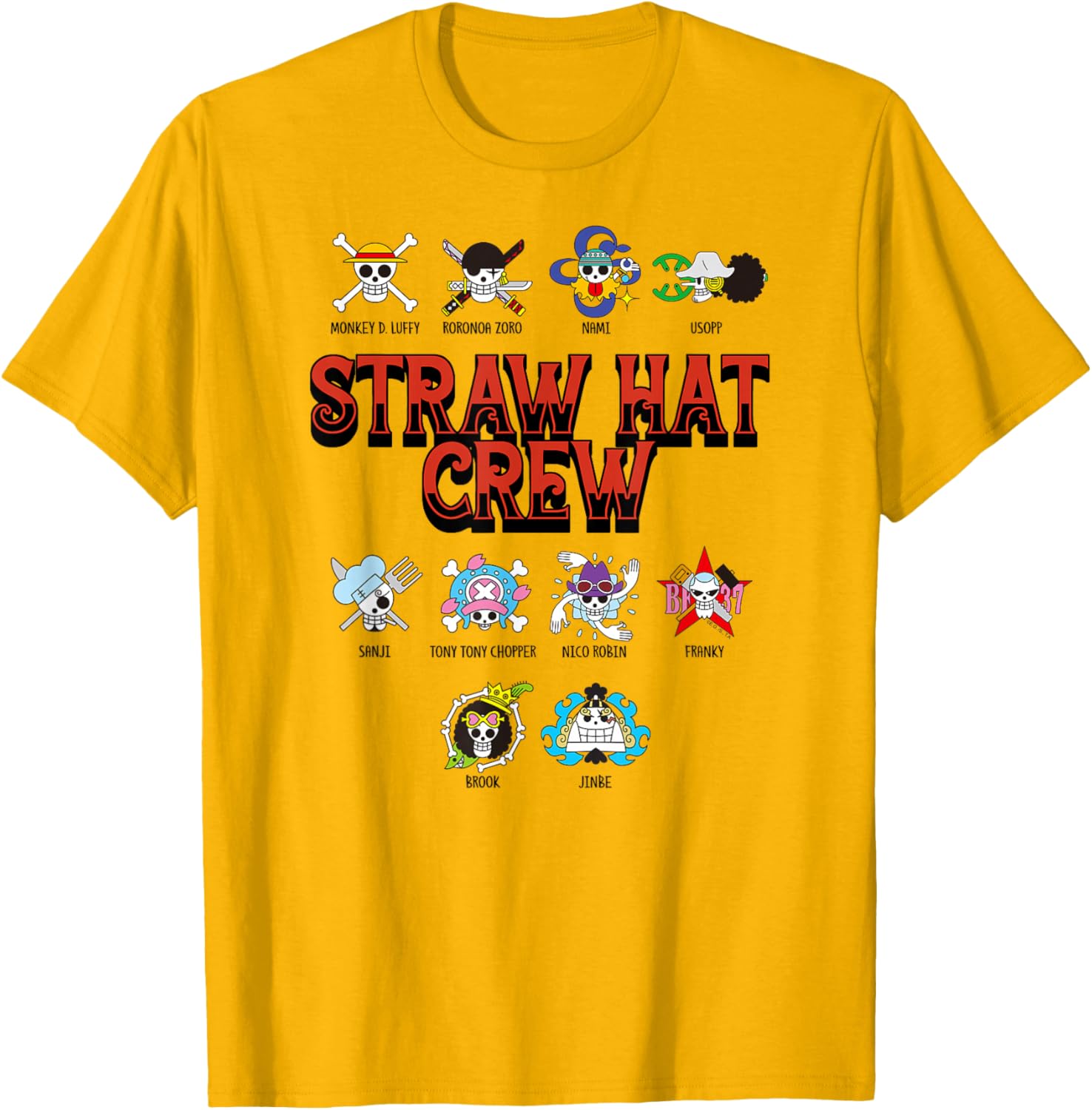 One Piece Anime Straw Hat Crew Jolly Roger Logo T-Shirt for Fans - 2