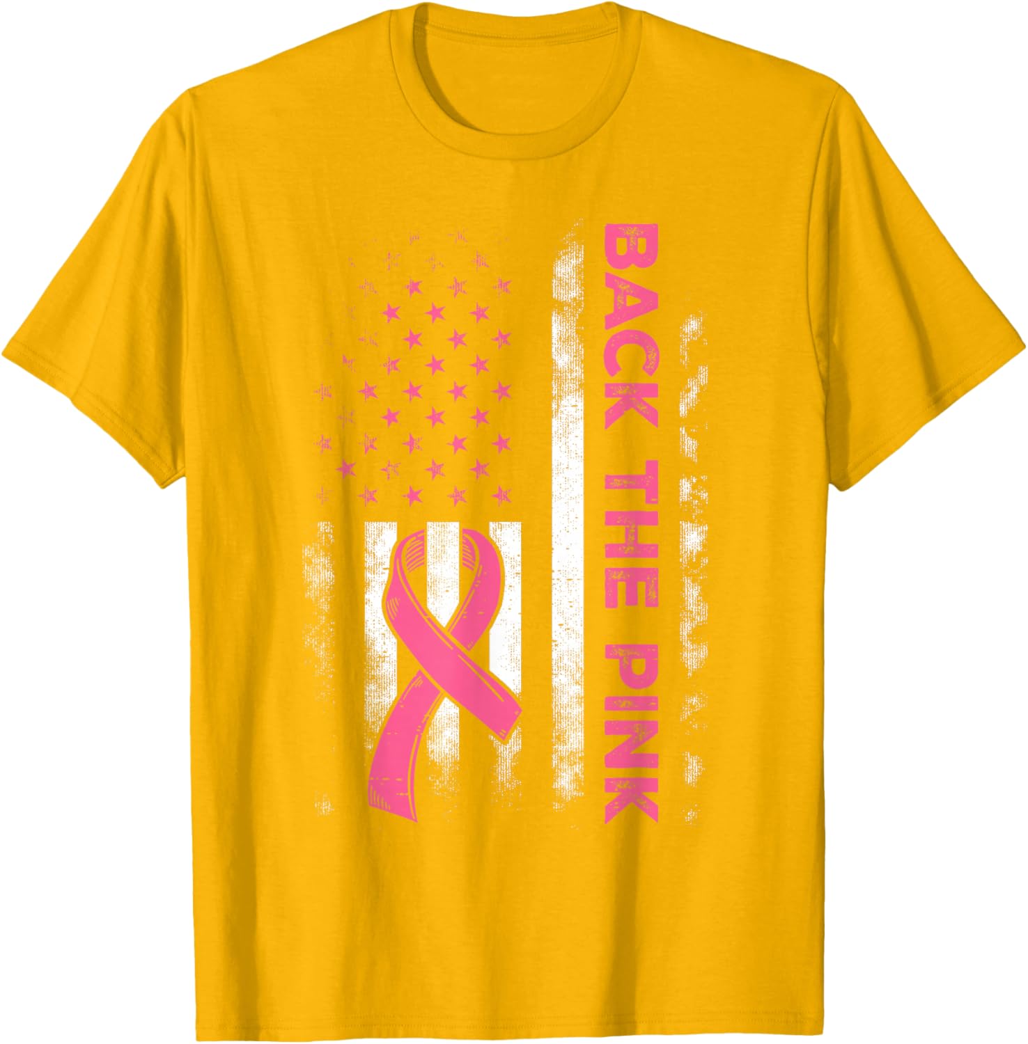 Back The Pink US Flag Breast Cancer Awareness T-Shirt for All Ages - 8