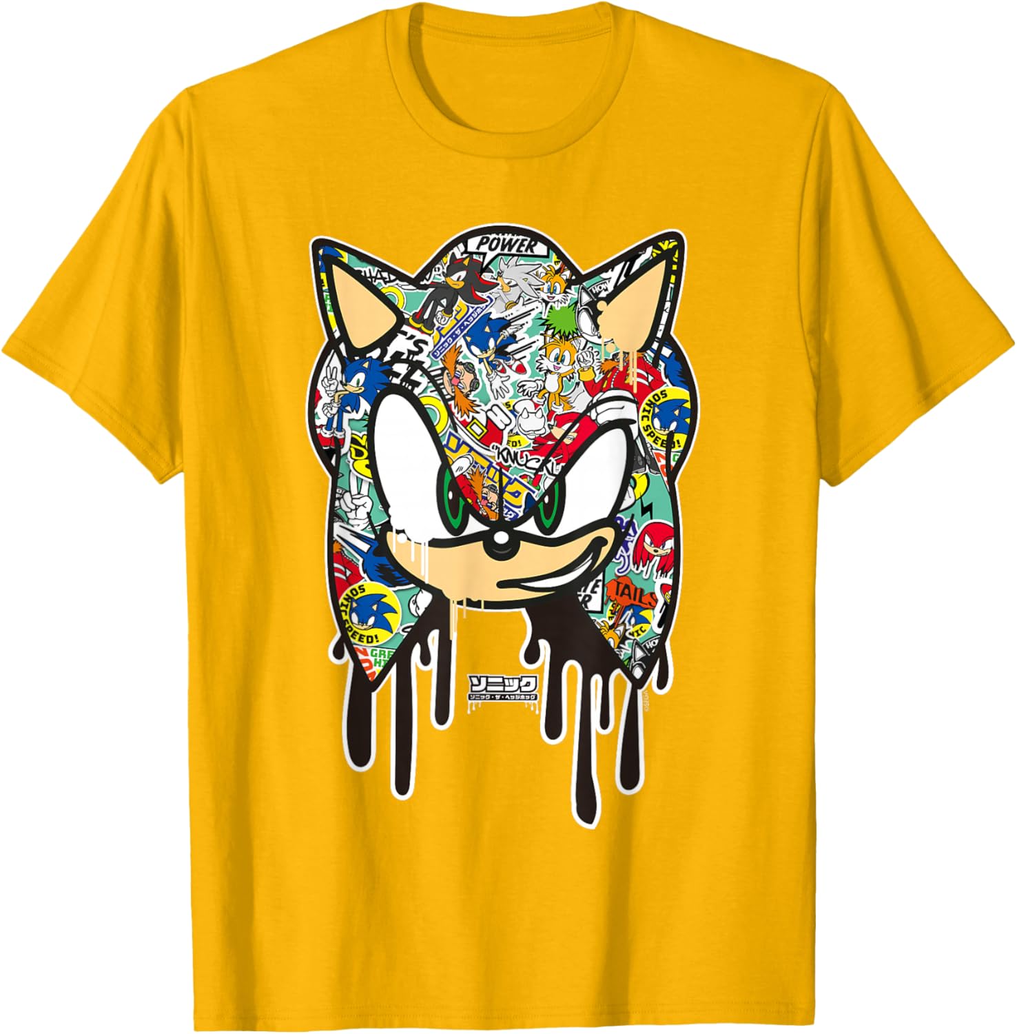Sonic the Hedgehog Sticker T-Shirt for Fans of Cool Cartoon Style - 6