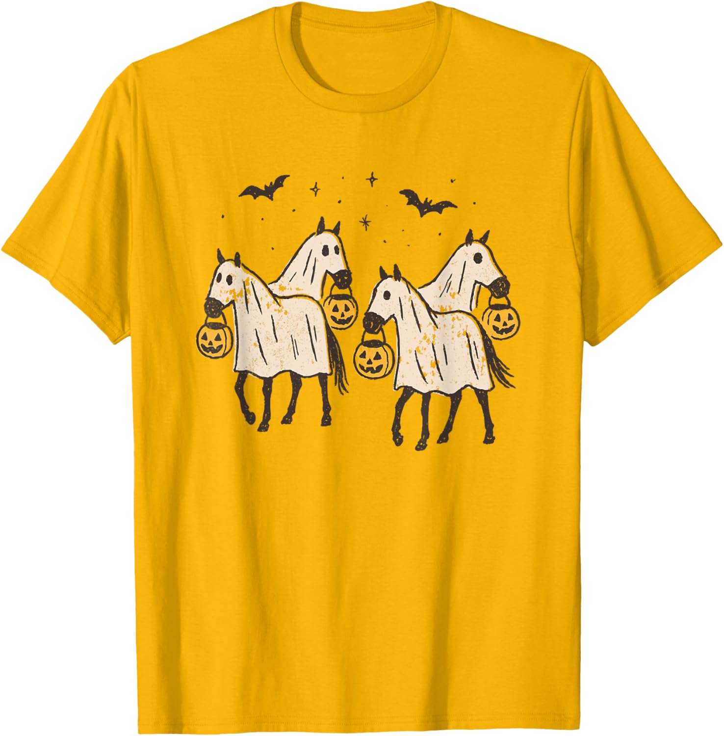 Cute Ghost Horses Halloween Trick or Treat T-Shirt for Kids and Adults - 1