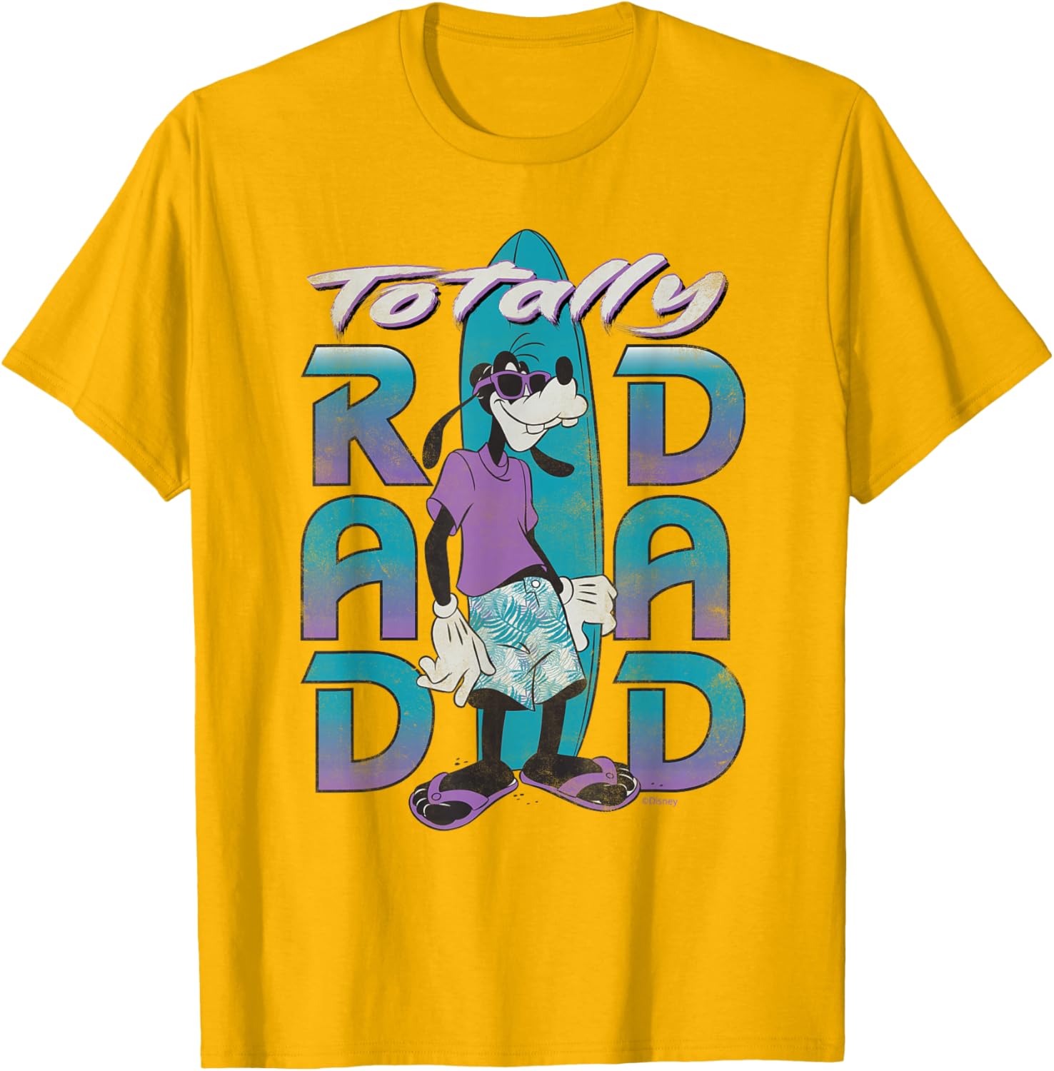 Disney Goofy Totally Rad Dad Surfing Distressed T-Shirt for Father's Day - 1