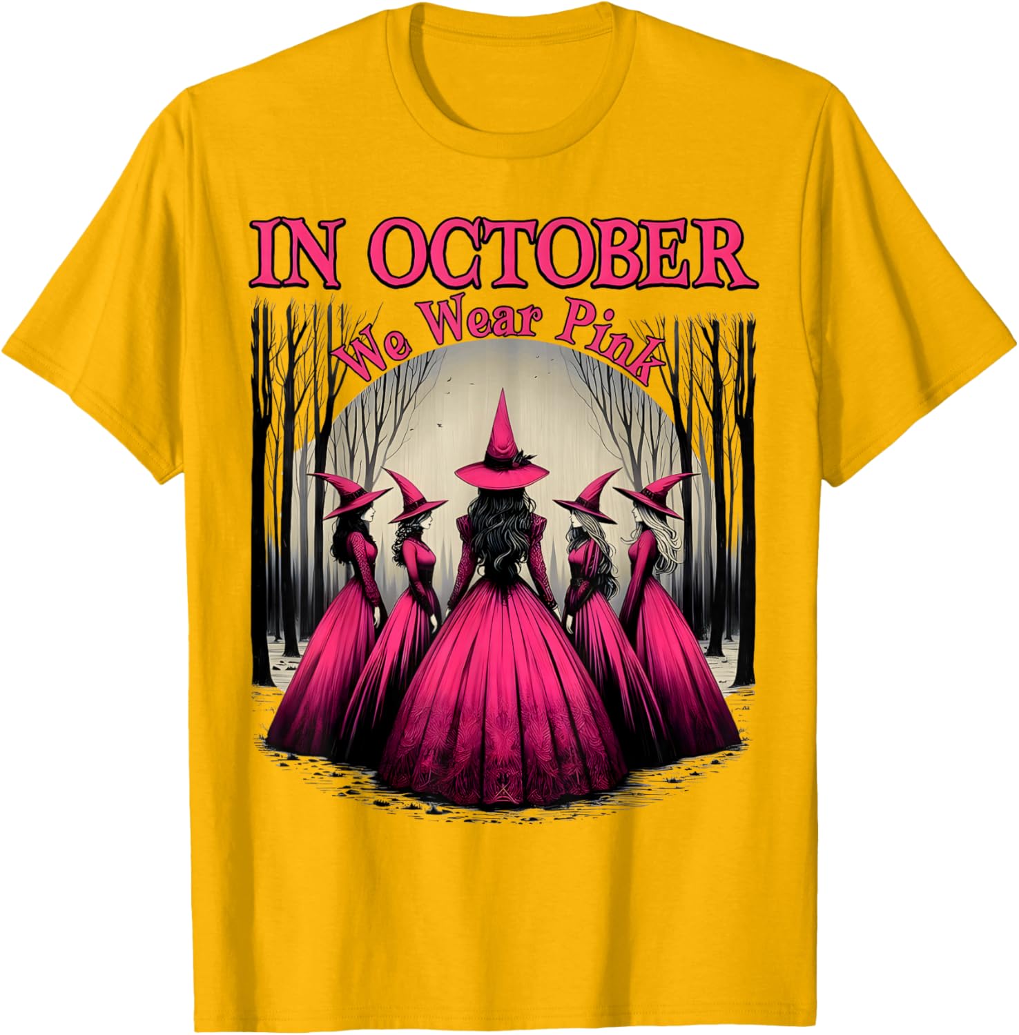 October We Wear Pink Witch T-Shirt for Breast Cancer Awareness Women - 10