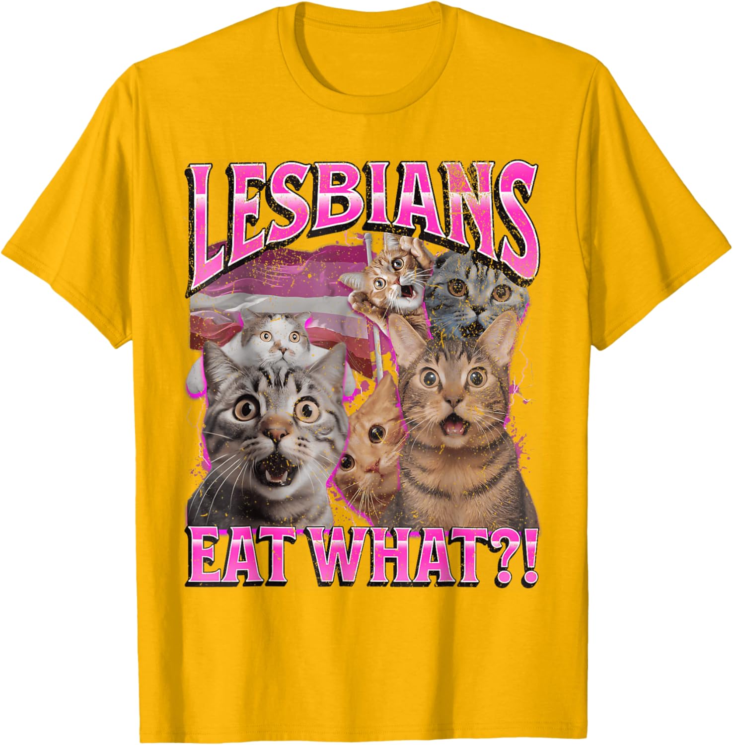 Funny Cat LGBTQ Pride T-Shirt with Lesbians Eat What Pun - Great Gift! - 25