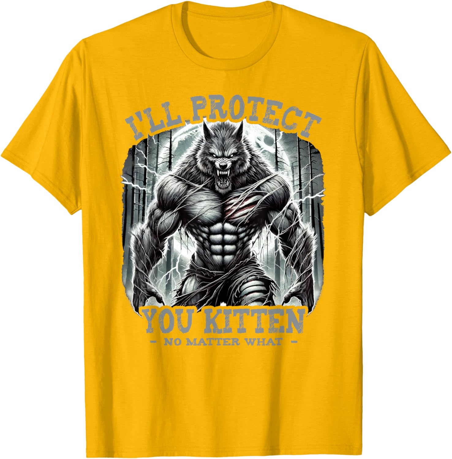 Funny Graphic Tee I'll Protect You Kitten Alpha Wolf T-Shirt for Pet Lovers - 4