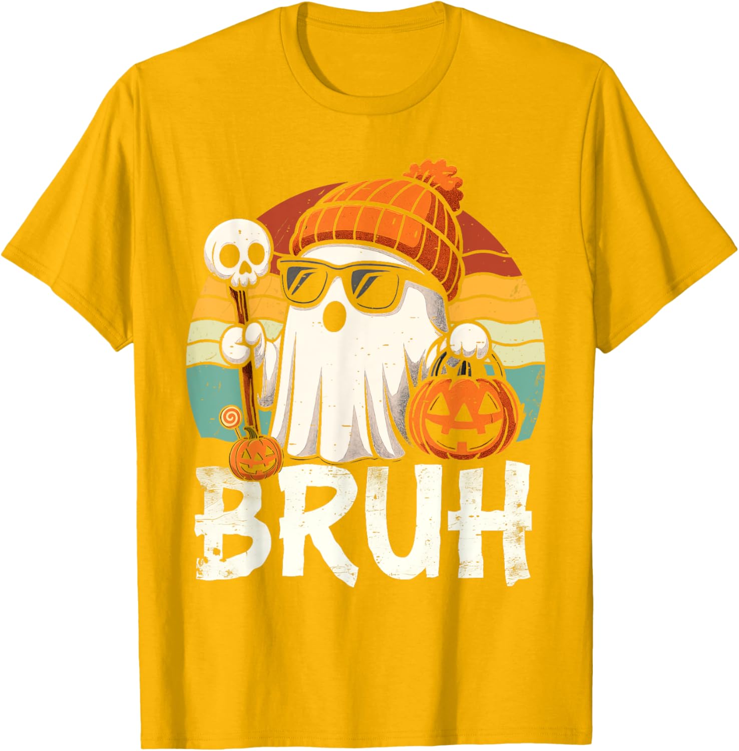 Cute Bruh Ghost Trick or Treat Kids T-Shirt for Halloween Fun - 8
