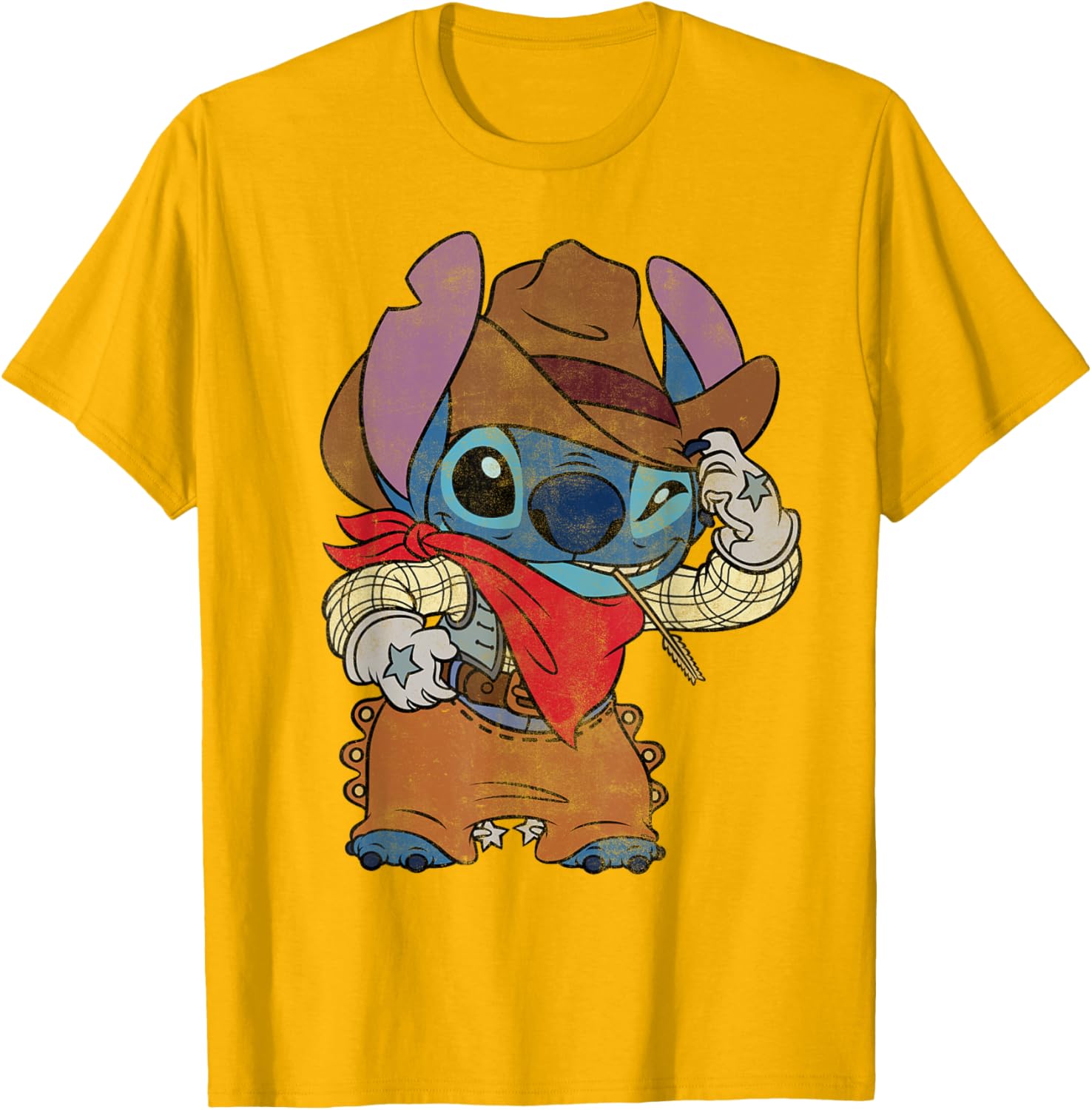 Disney Stitch Cowboy Costume T-Shirt Vintage Western Style Apparel - 9