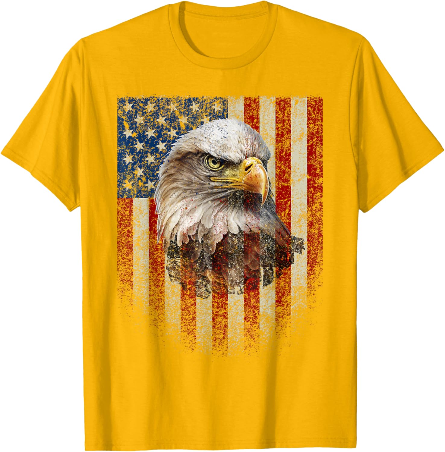 American Flag Bald Eagle T-Shirt Patriotic Red White Blue Apparel - 1
