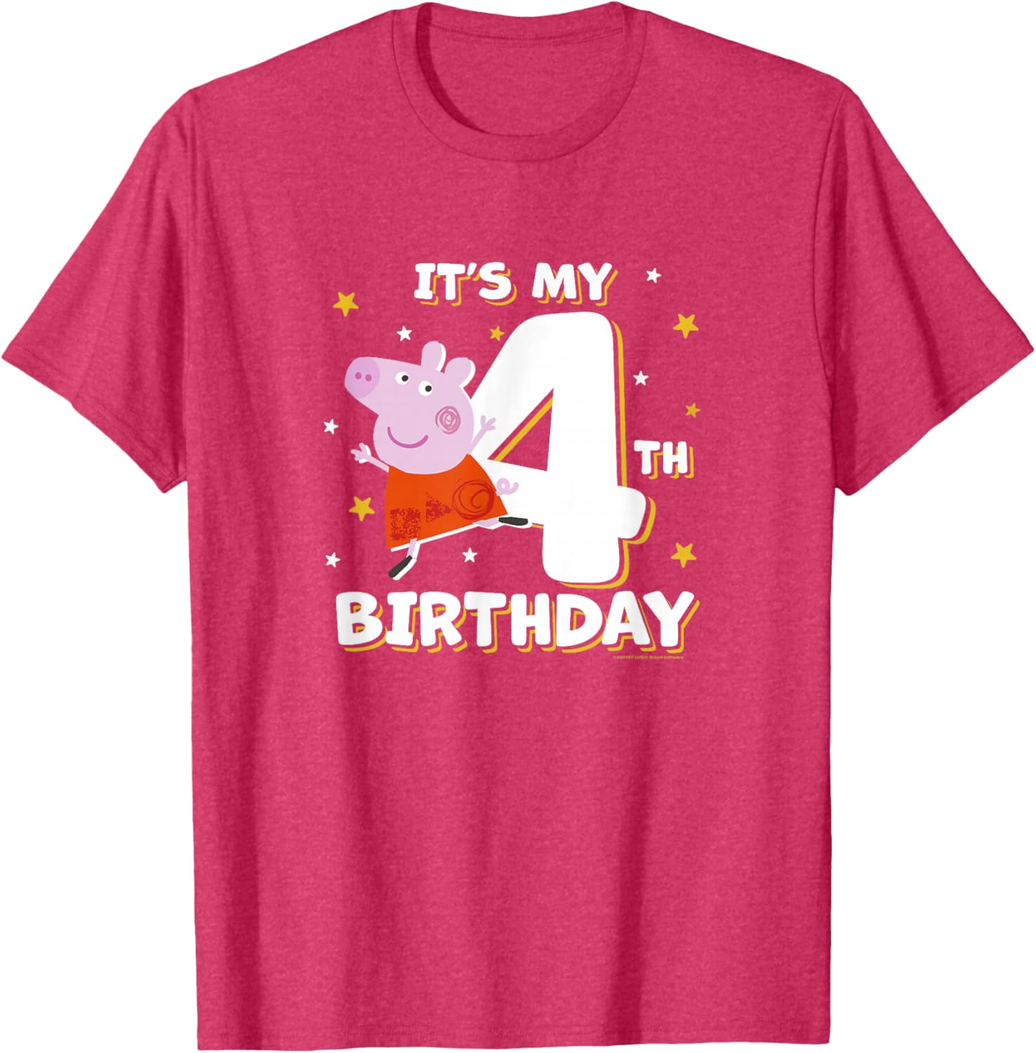 Peppa Pig 4th Birthday Holiday Stars Celebration T-Shirt for Kids - 8