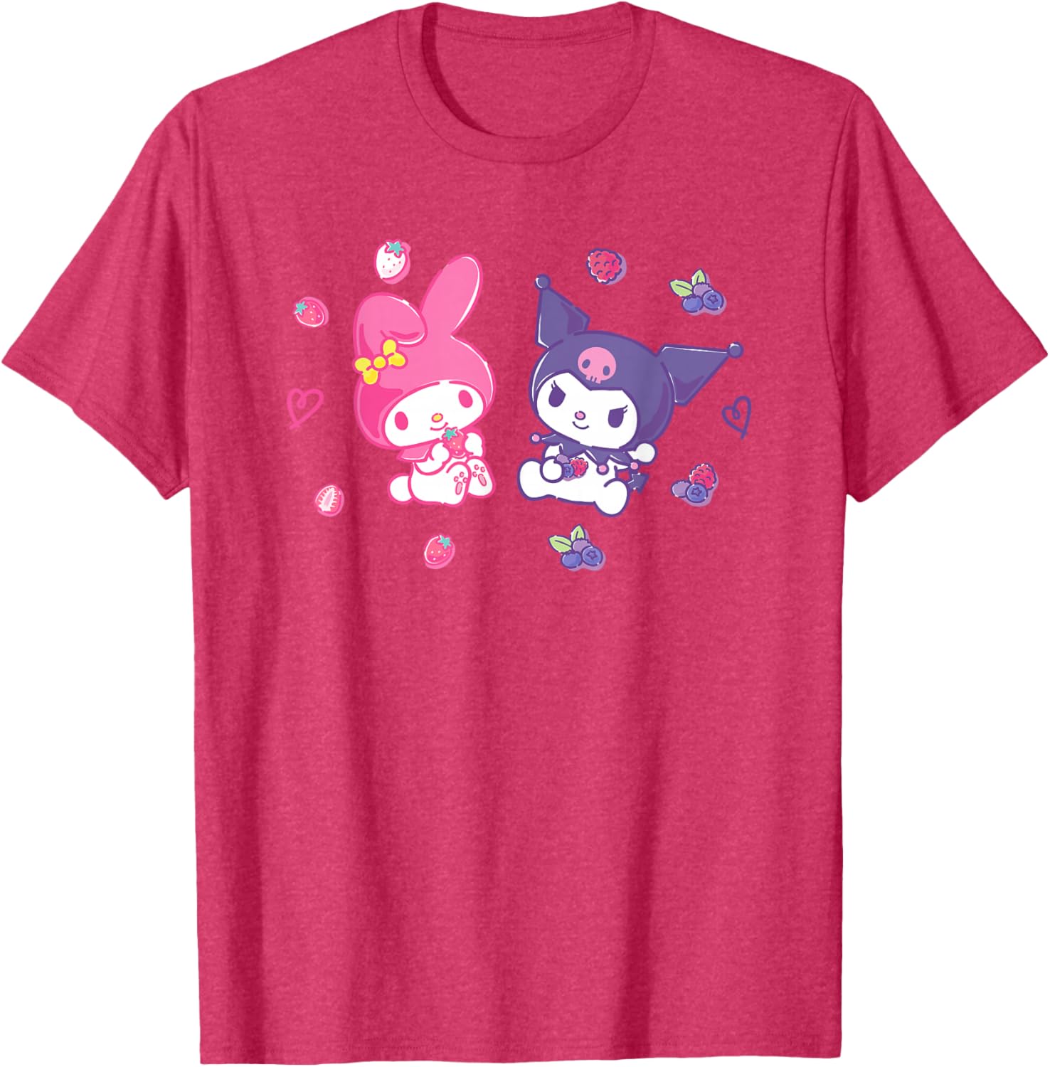 Sanrio Kuromi and My Melody Berry T-Shirt for Kids, Small Black Design - 9