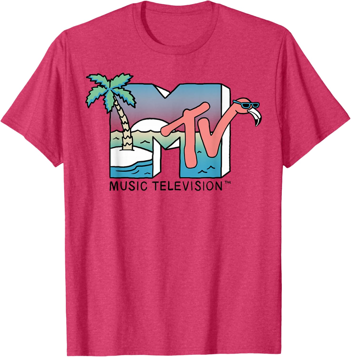 Vintage MTV Beach Island Flamingo Graphic T-Shirt for Casual Style - 9