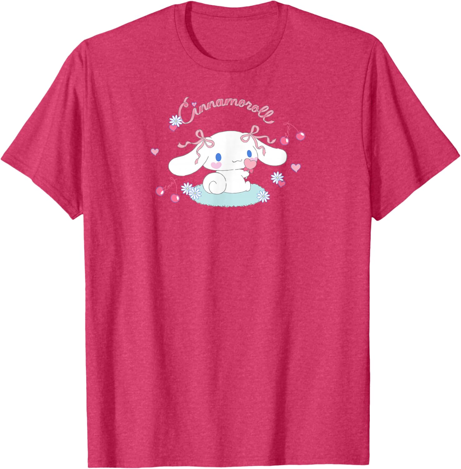Cute SANRIO Cinnamoroll Cherry Love T-Shirt for All Seasons - White Small - 4