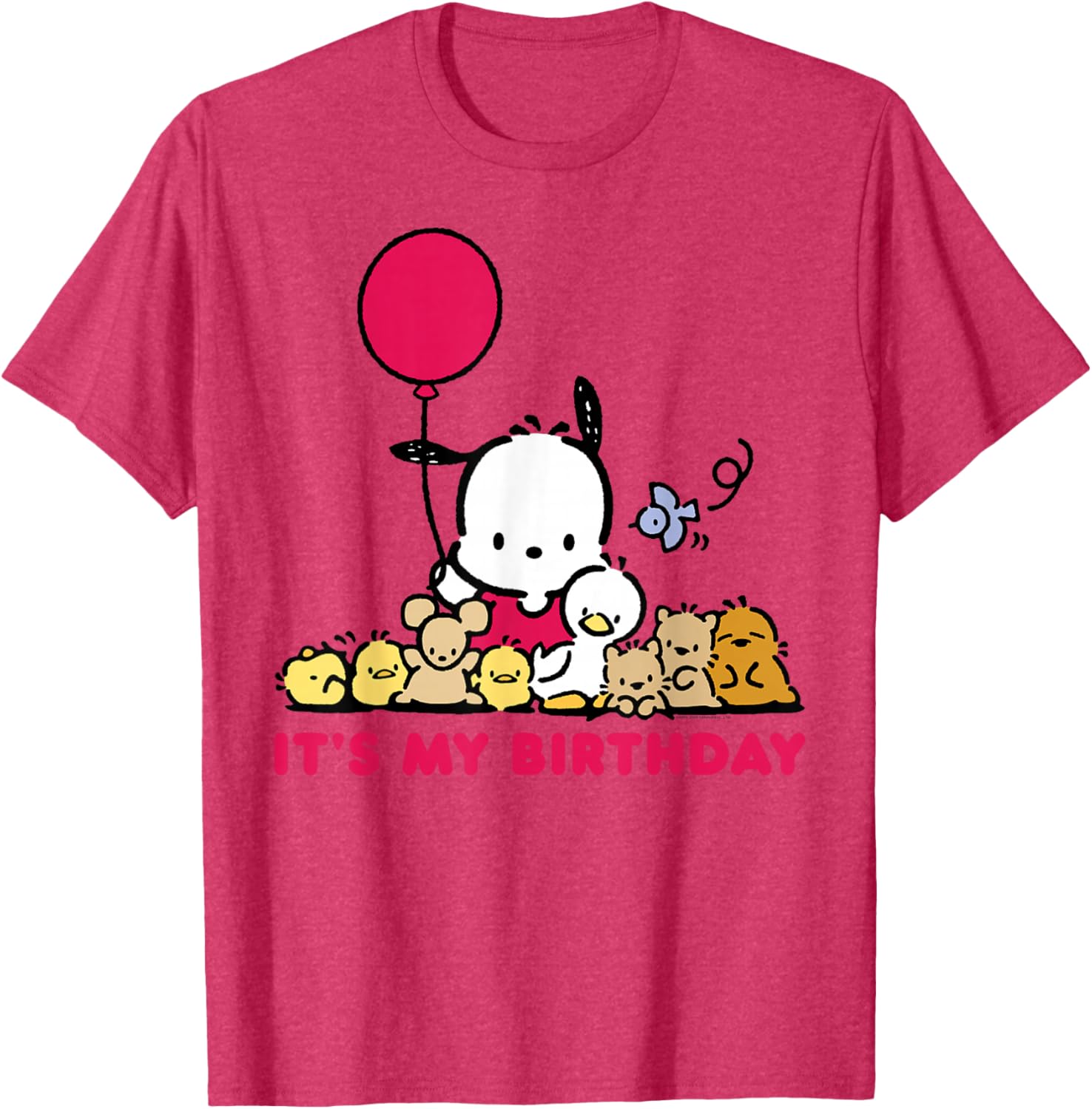 Pochacco Birthday T-Shirt for Adults, Grey Short Sleeve Classic Fit - 6