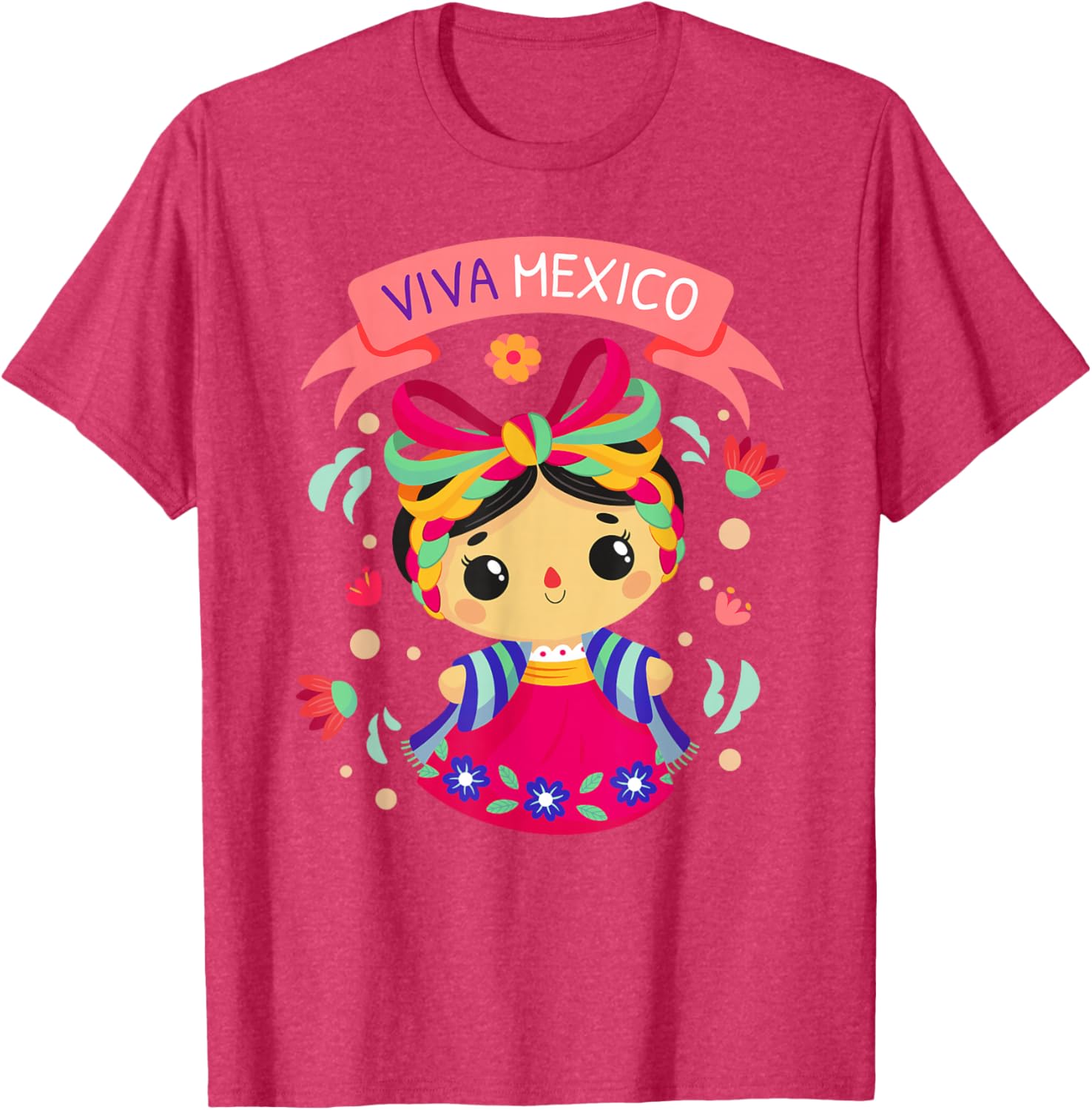 Viva Mexico Girls Floral Independence Day T-Shirt for Kids - 14