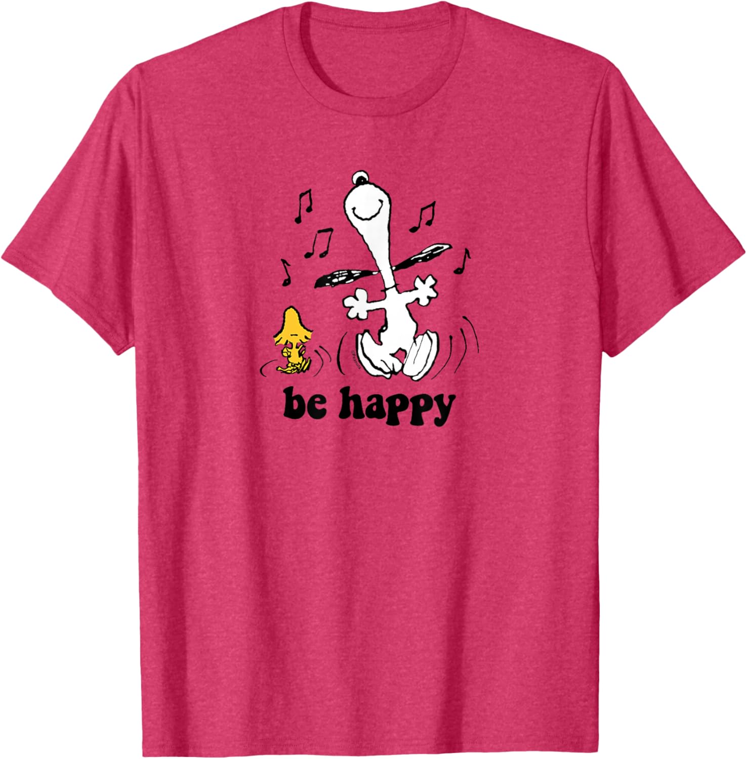 Peanuts Snoopy Woodstock Be Happy Dance T-Shirt Fun Graphic Tee - 1