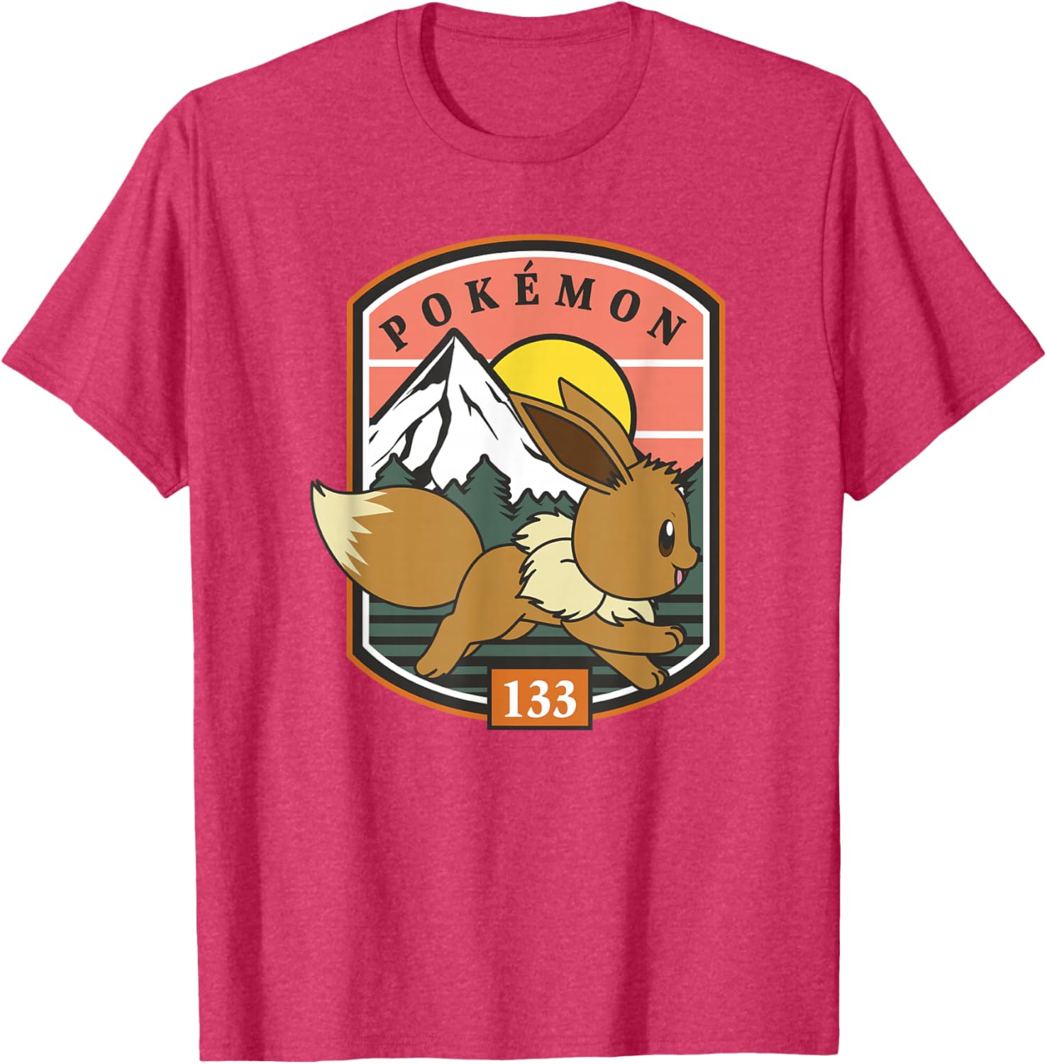 Eevee Outdoor Adventure T-Shirt for Pokémon Fans - Forest Park Badge Design - 4