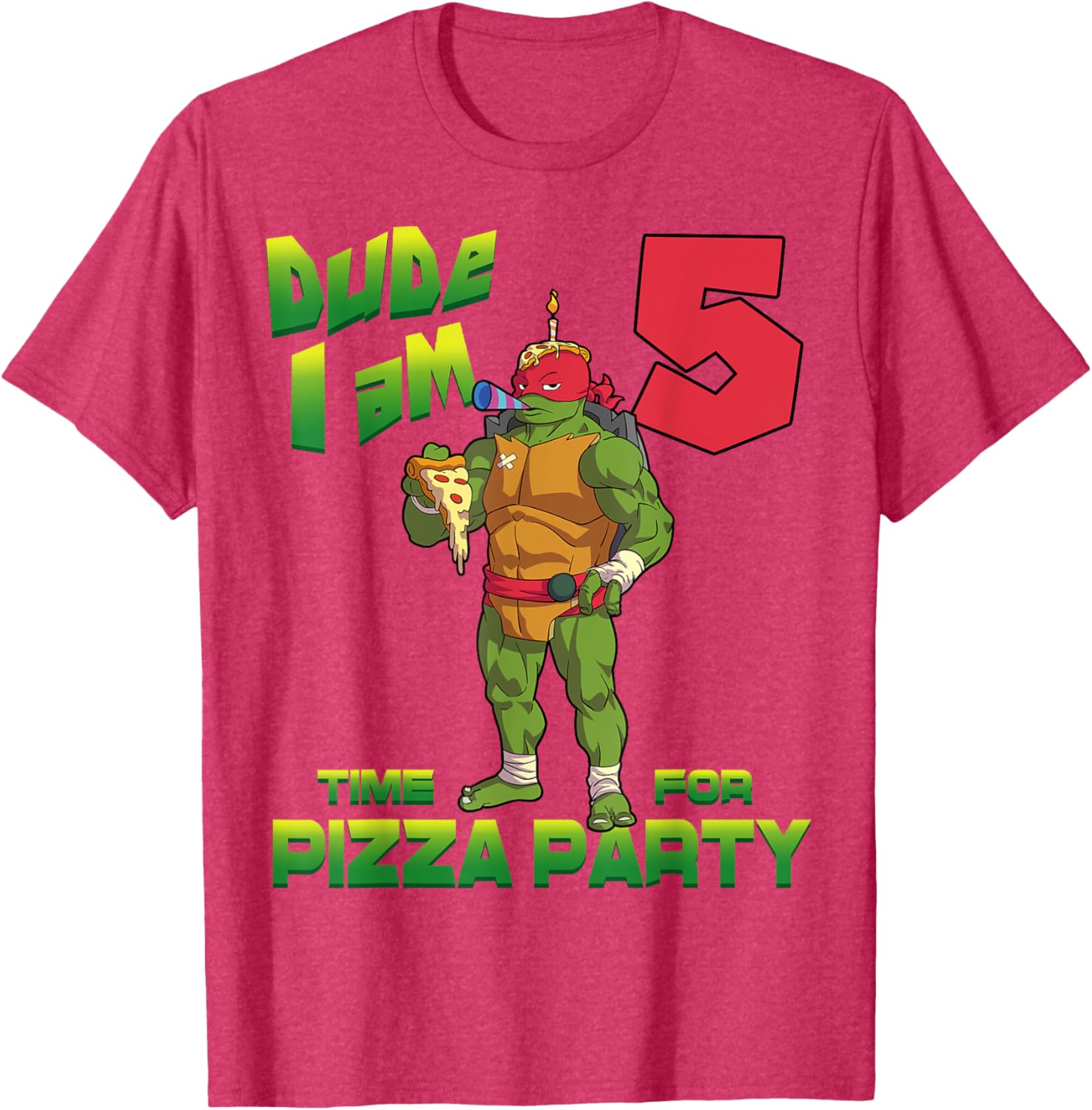 TMNT Raphael Pizza Birthday T-Shirt for 5 Year Old Party Fun - 11