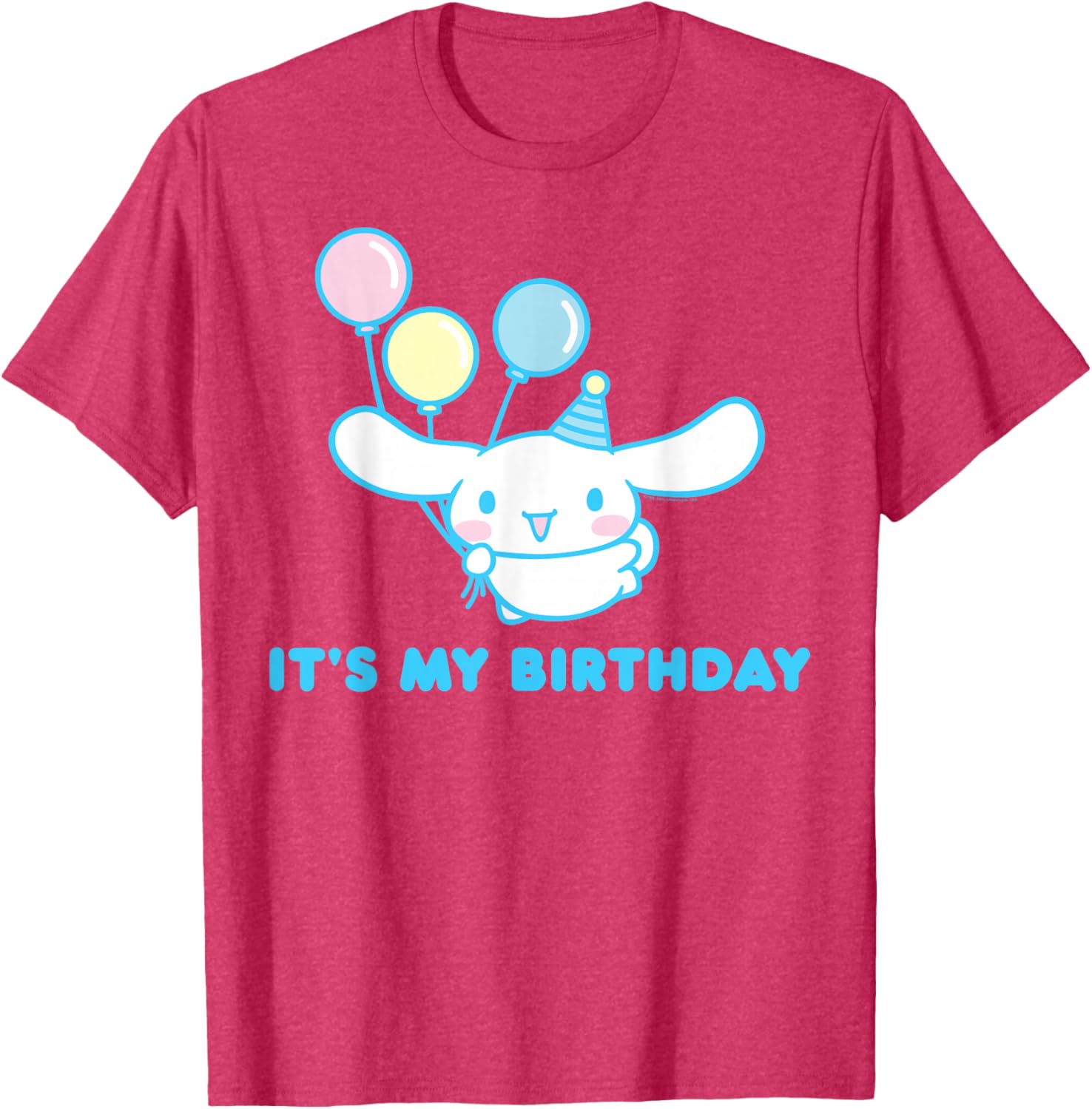Sanrio Cinnamoroll Birthday T-Shirt for Adults - Blue Crew Neck Short Sleeve - 4