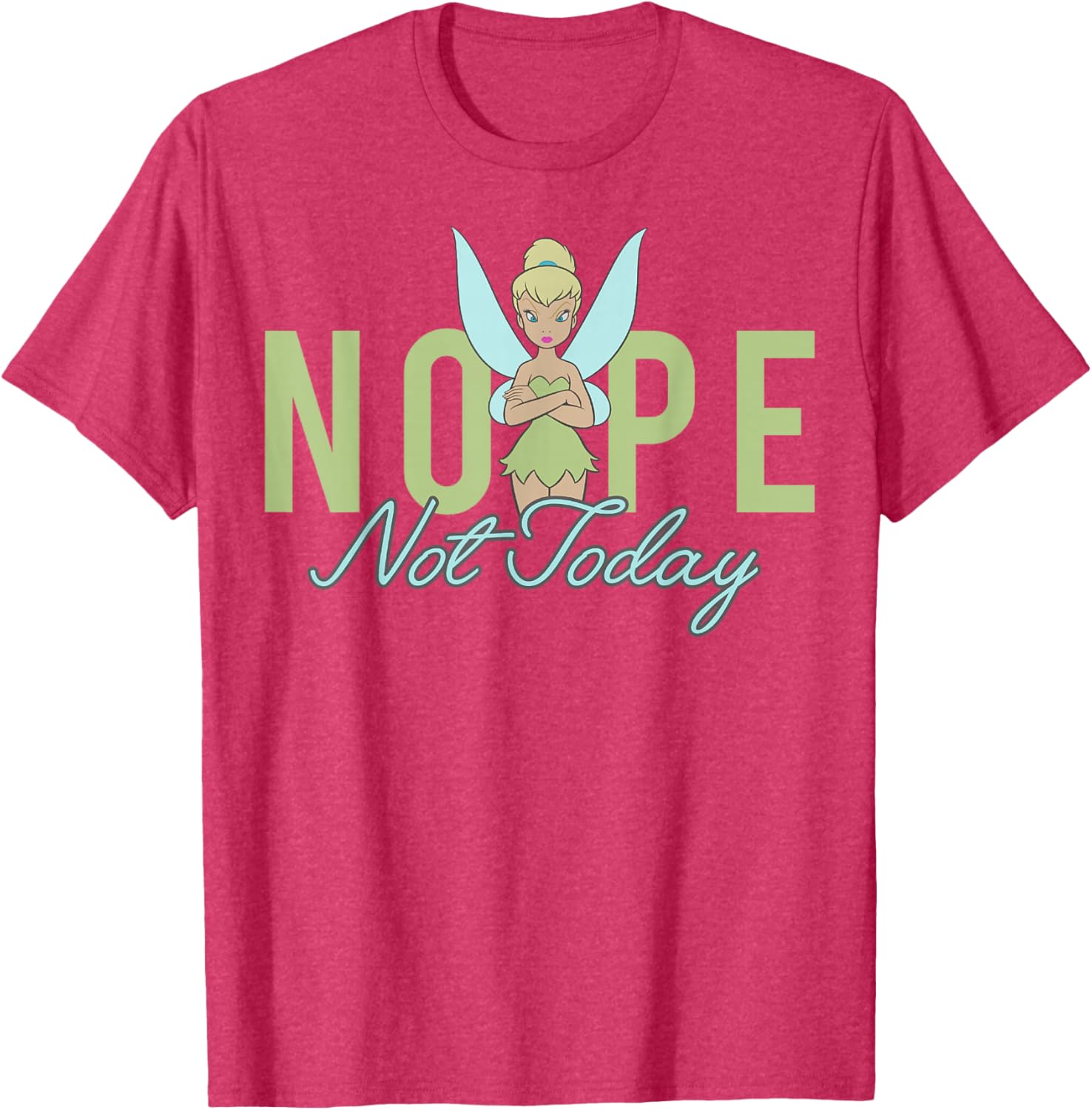 Disney Peter Pan Tinker Bell Nope Not Today Short Sleeve T-Shirt for Women - 3