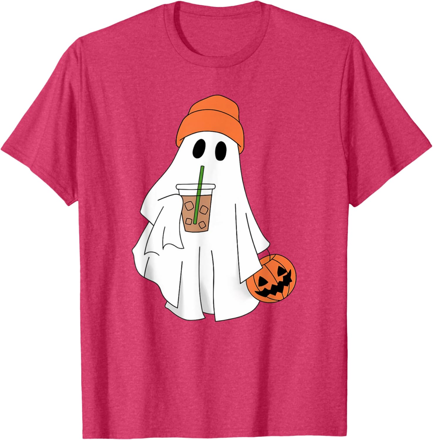Halloween Ghost Drinking Coffee T-Shirt for Men and Women - 1