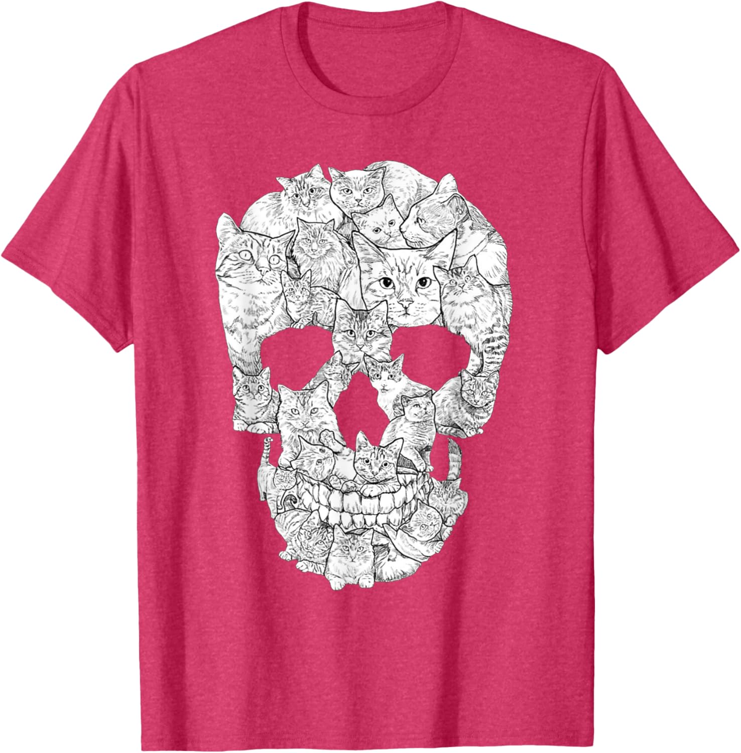 Cat Skull T-Shirt for Halloween - Fun Kitty Skeleton Tee for All Ages - 18