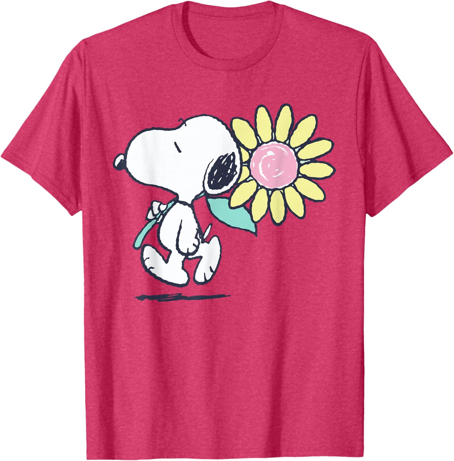 Snoopy Pink Daisy Flower T-Shirt for Fun Peanuts Fans and Fashion Lovers - 6