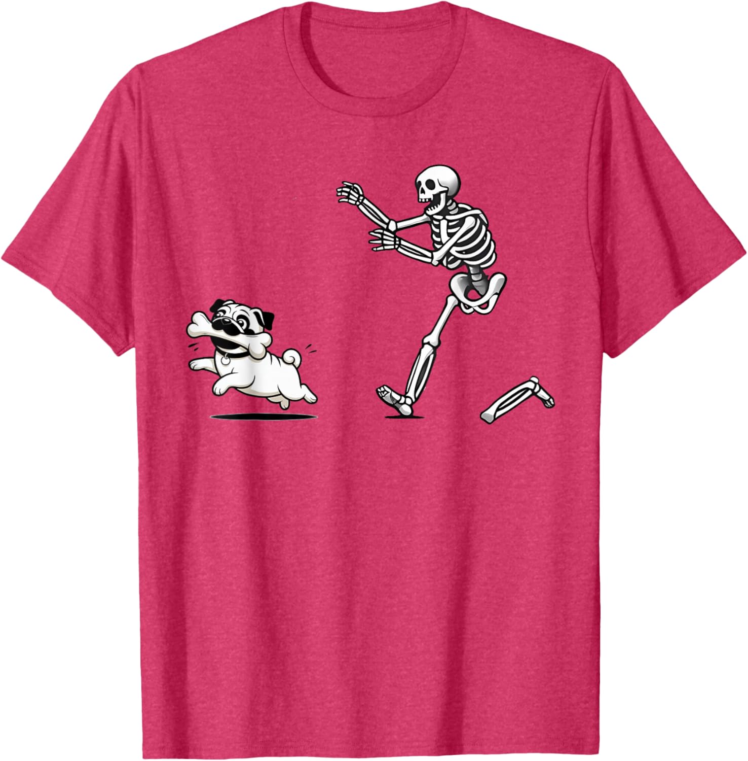 Funny Pug Stealing Bone from Skeleton T-Shirt for Dog Lovers - 2
