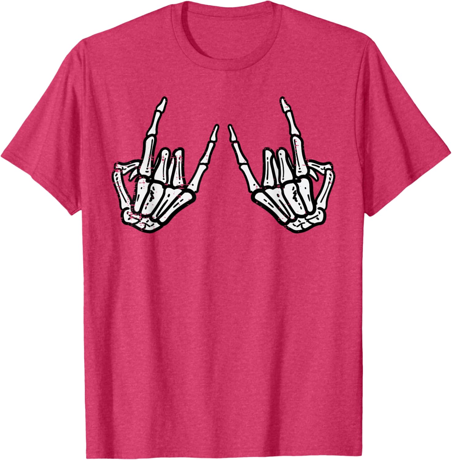 Rocker Hand Sign Skeleton Halloween T-Shirt for Men and Women - 26