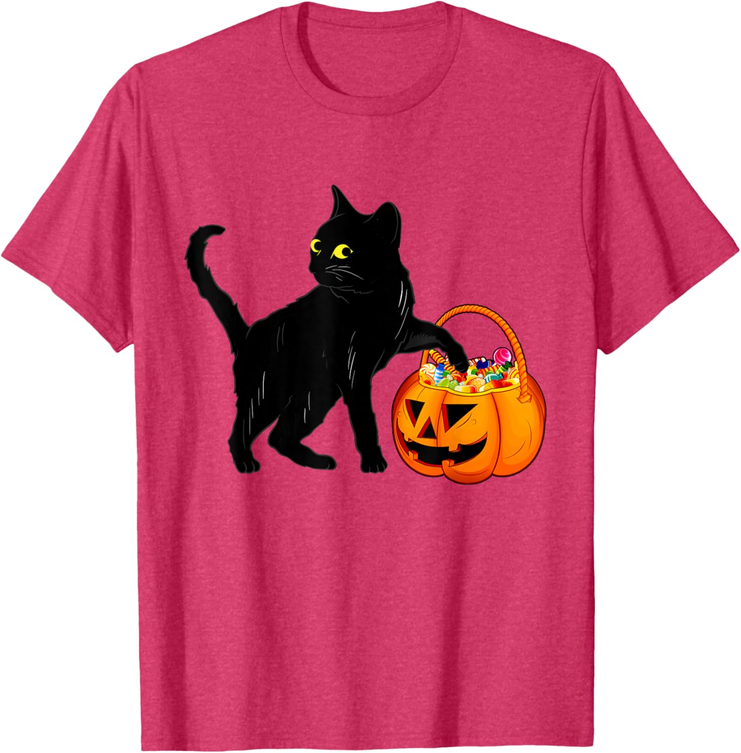 Halloween Black Cat Pumpkin T-Shirt Cute Candy Jack O' Lantern Design - 7
