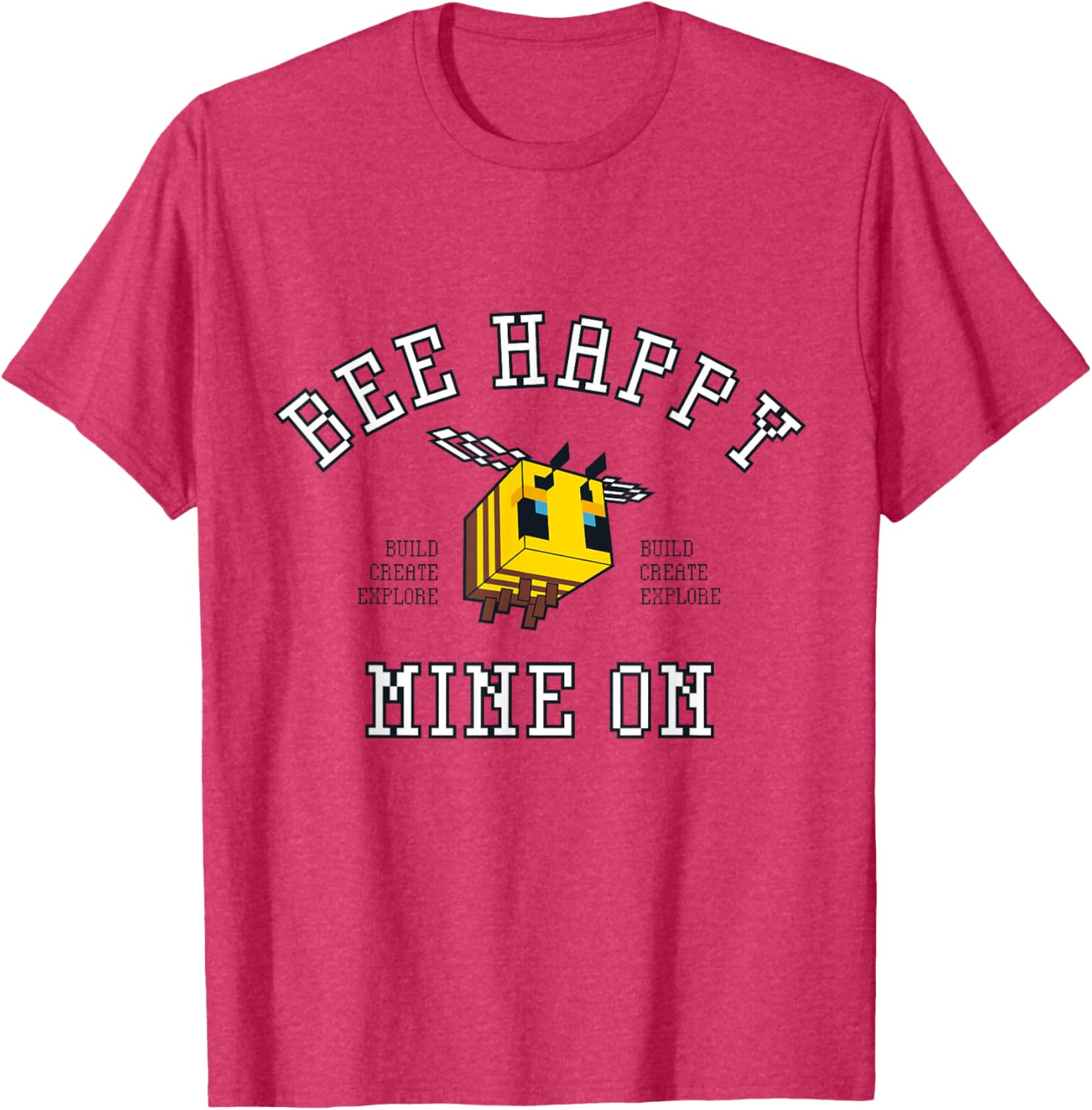 Minecraft Bee Happy T-Shirt for Gamers - Build Explore Create Fun Apparel - 11