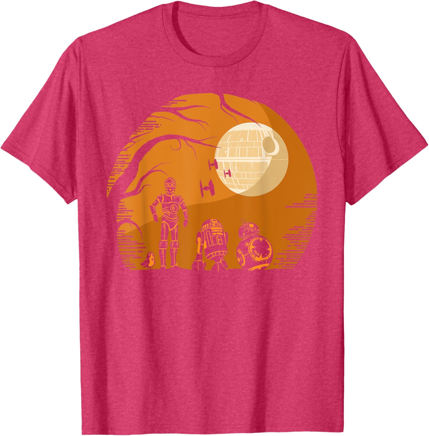 Star Wars Droid Halloween T-Shirt with Death Star Portrait in Orange Hue - 6