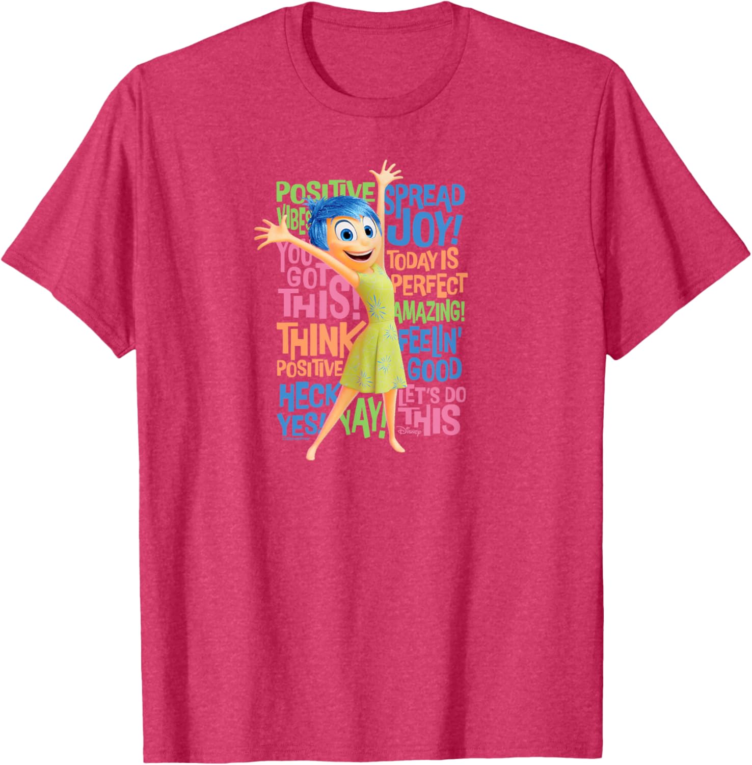 Joy Character Positive Words T-Shirt from Inside Out 2 for All Ages - 12