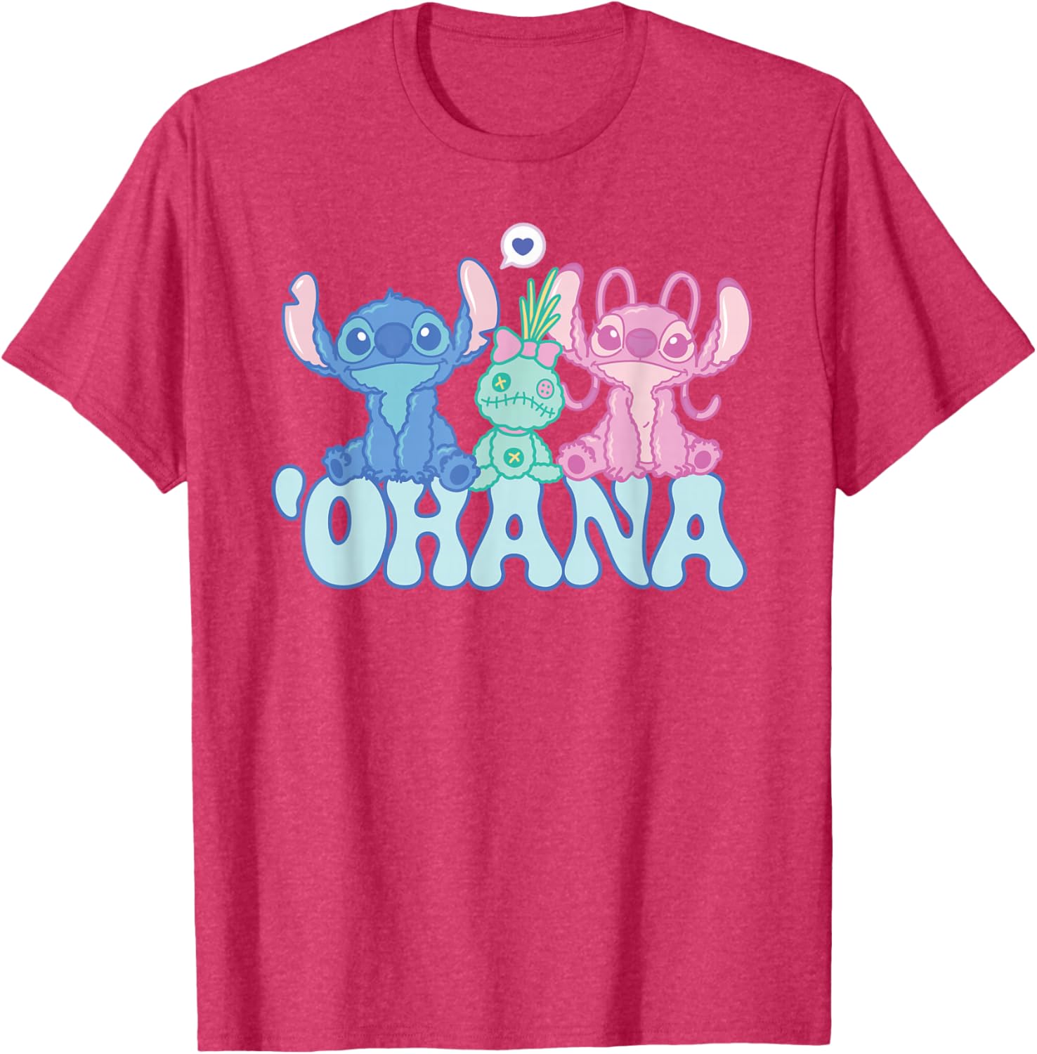 Cute Disney Stitch Ohana T-Shirt with Angel and Scrump for Kids and Adults - 19