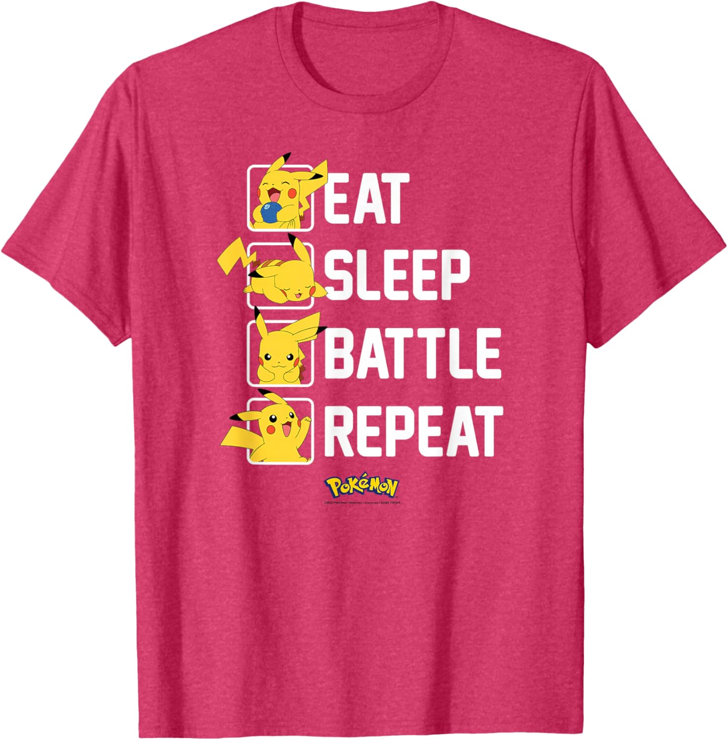 Pikachu Eat Sleep Battle Repeat T-Shirt for Pokémon Fans and Gamers - 4