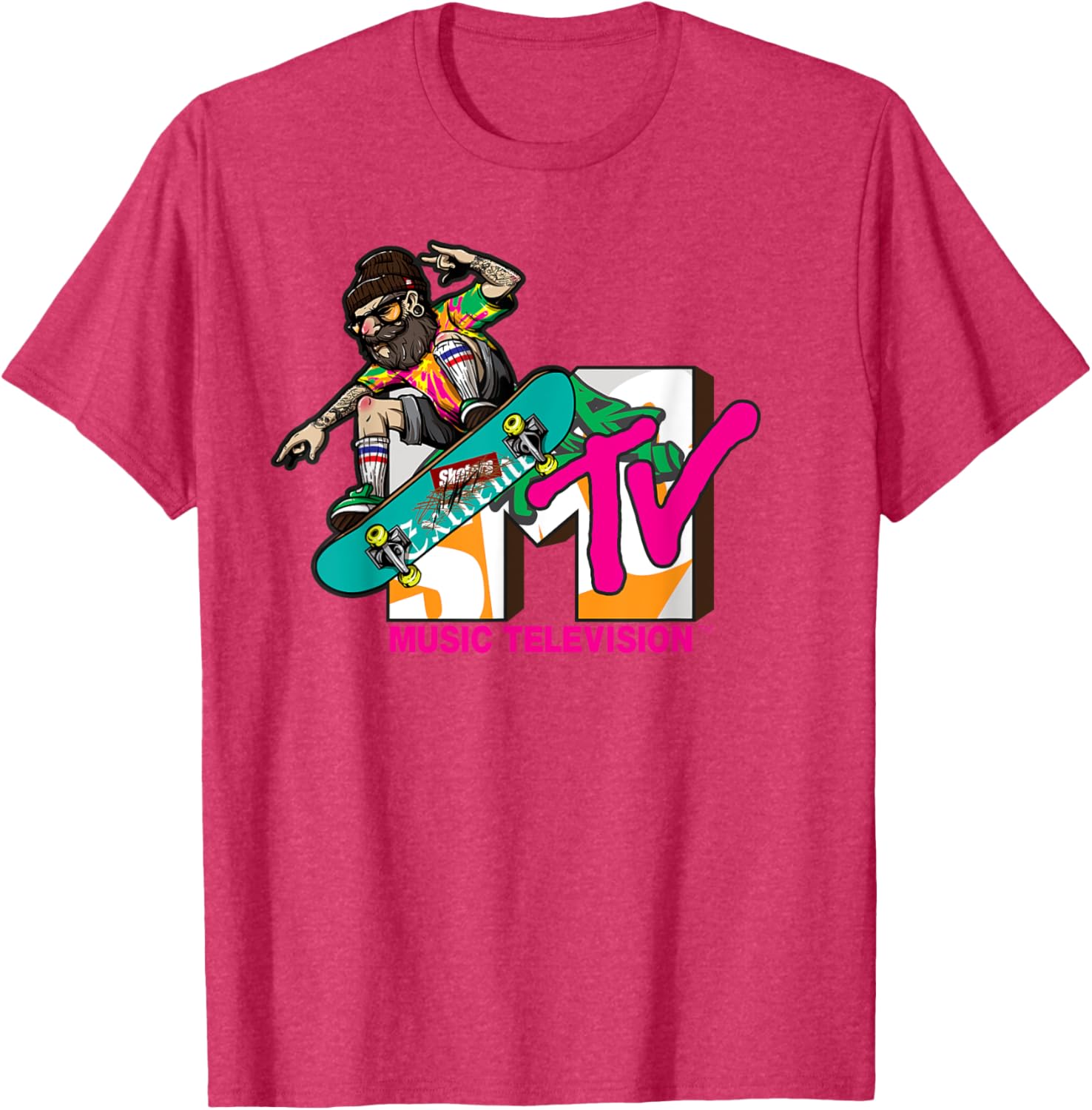 Mademark x MTV Hipster Skater T-Shirt - Trendy Logo Graphic Tee - 17