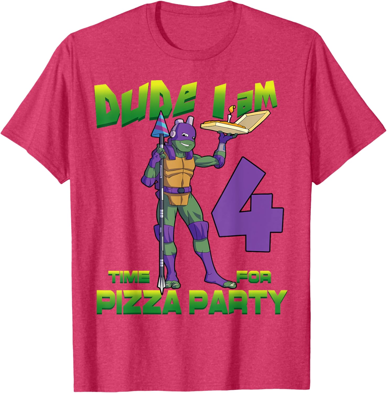 Mademark Teenage Mutant Ninja Turtles Donnie Pizza Birthday T-Shirt 4Y - 1